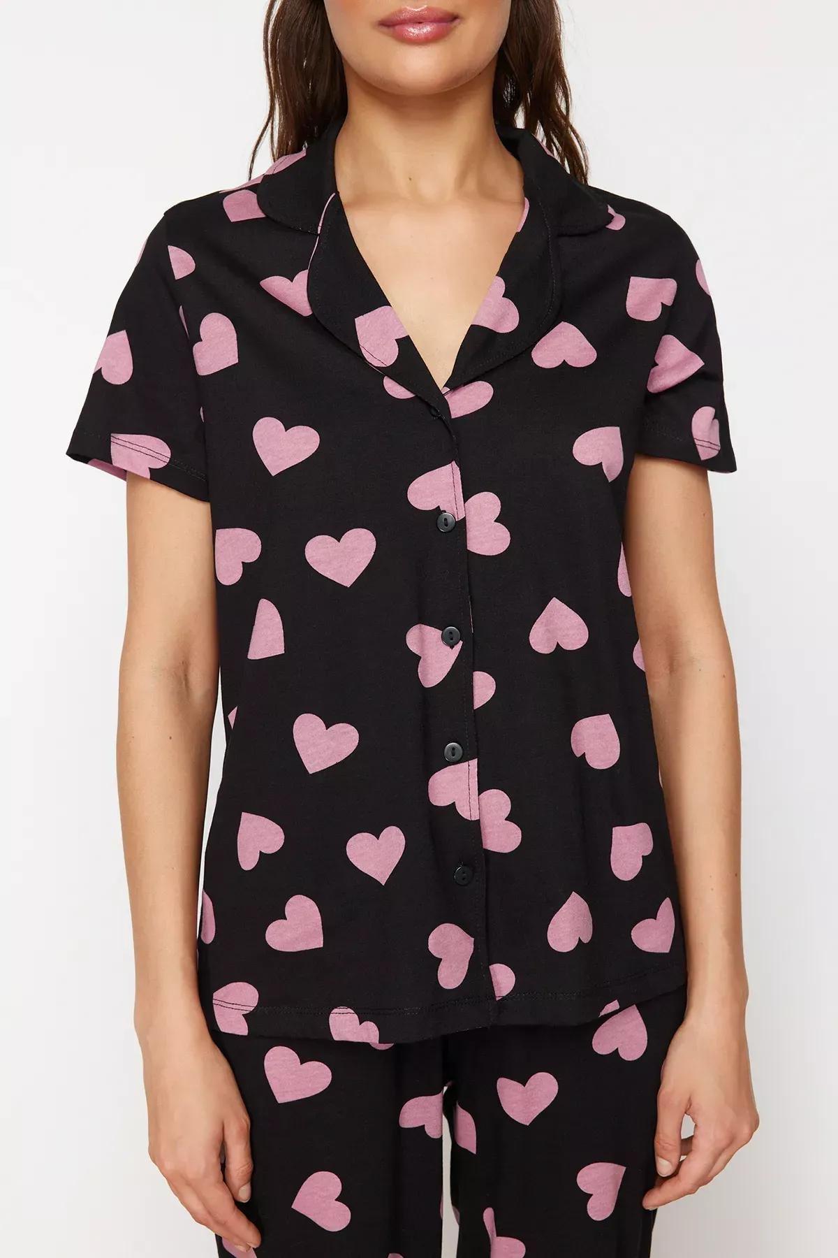 Black Knitted Cotton Pyjamas Set, BLACK, large image number 3