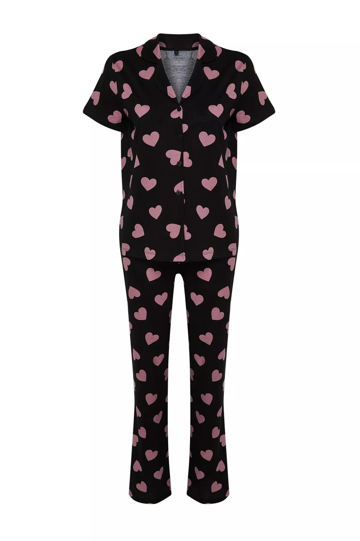 Black Knitted Cotton Pyjamas Set, BLACK, large image number 5