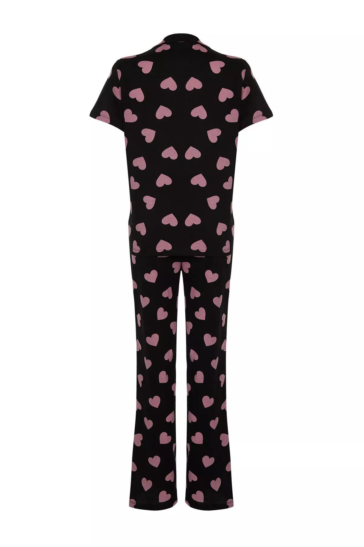 Black Knitted Cotton Pyjamas Set, BLACK, large image number 6