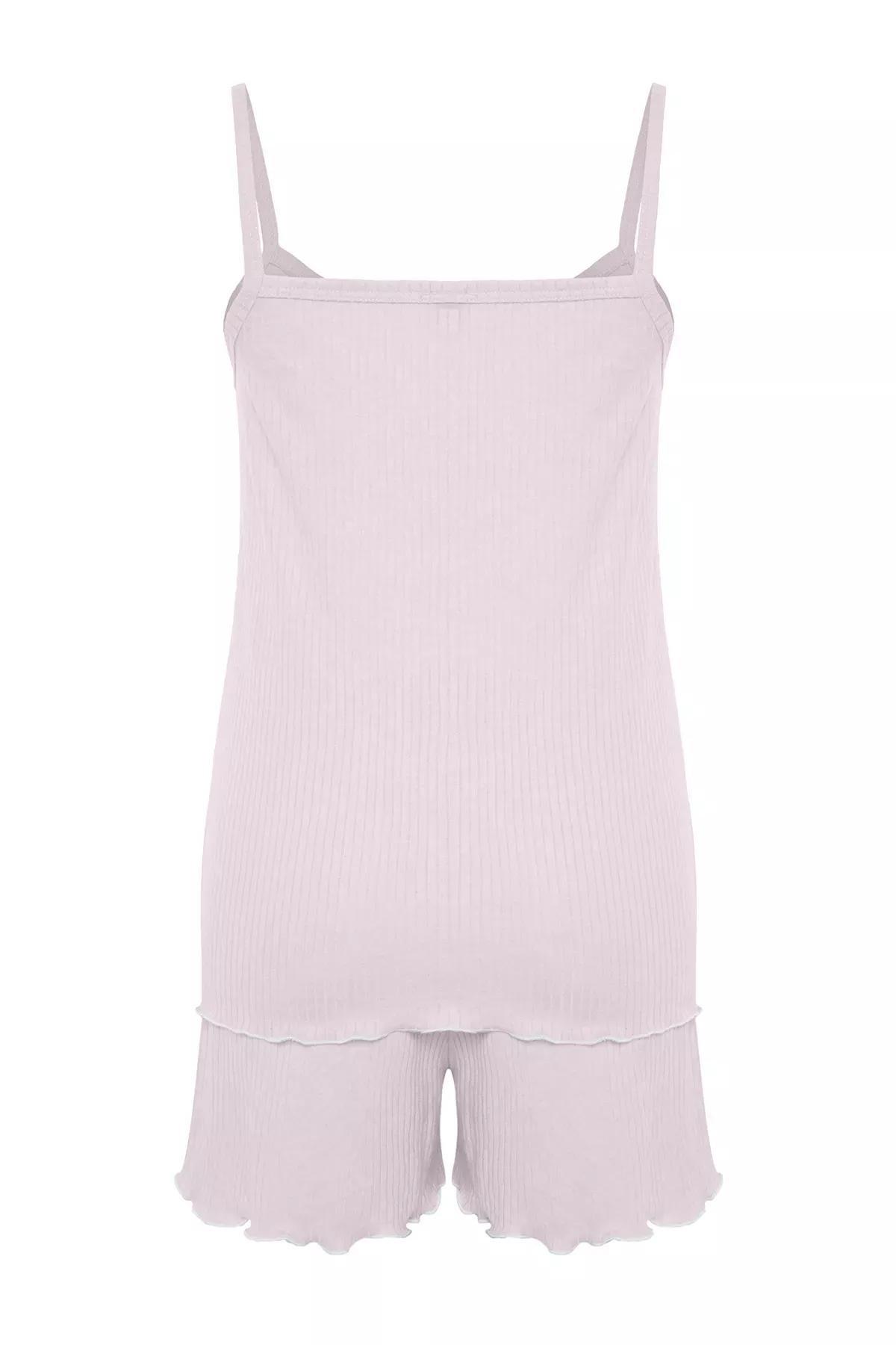 Pink Bow Strap Knit Pajama Set, LIGHT PINK, large image number 6