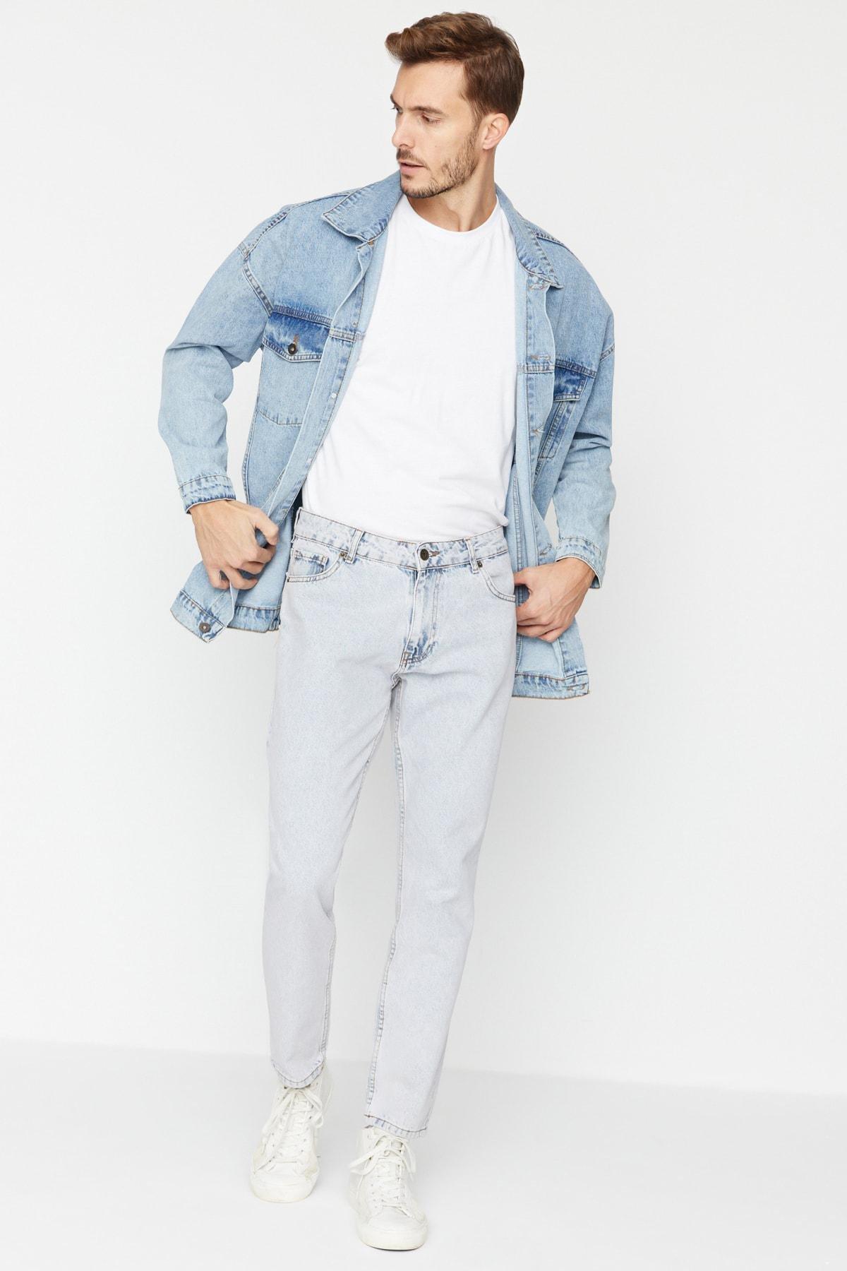 Navy Mid Waist Cotton Jeans, , large image number 1