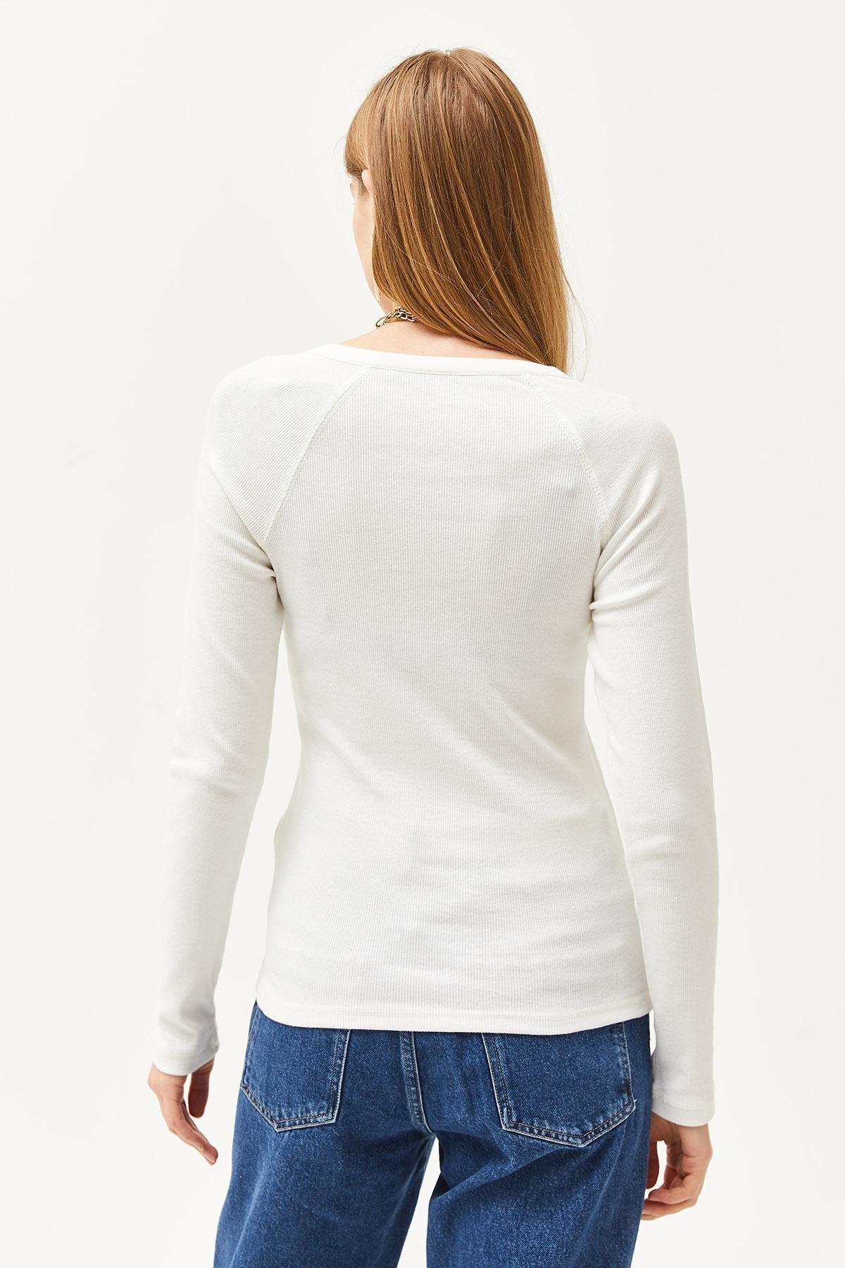 Ecru Basic Shirt Blouse, Ecru, large image number 1