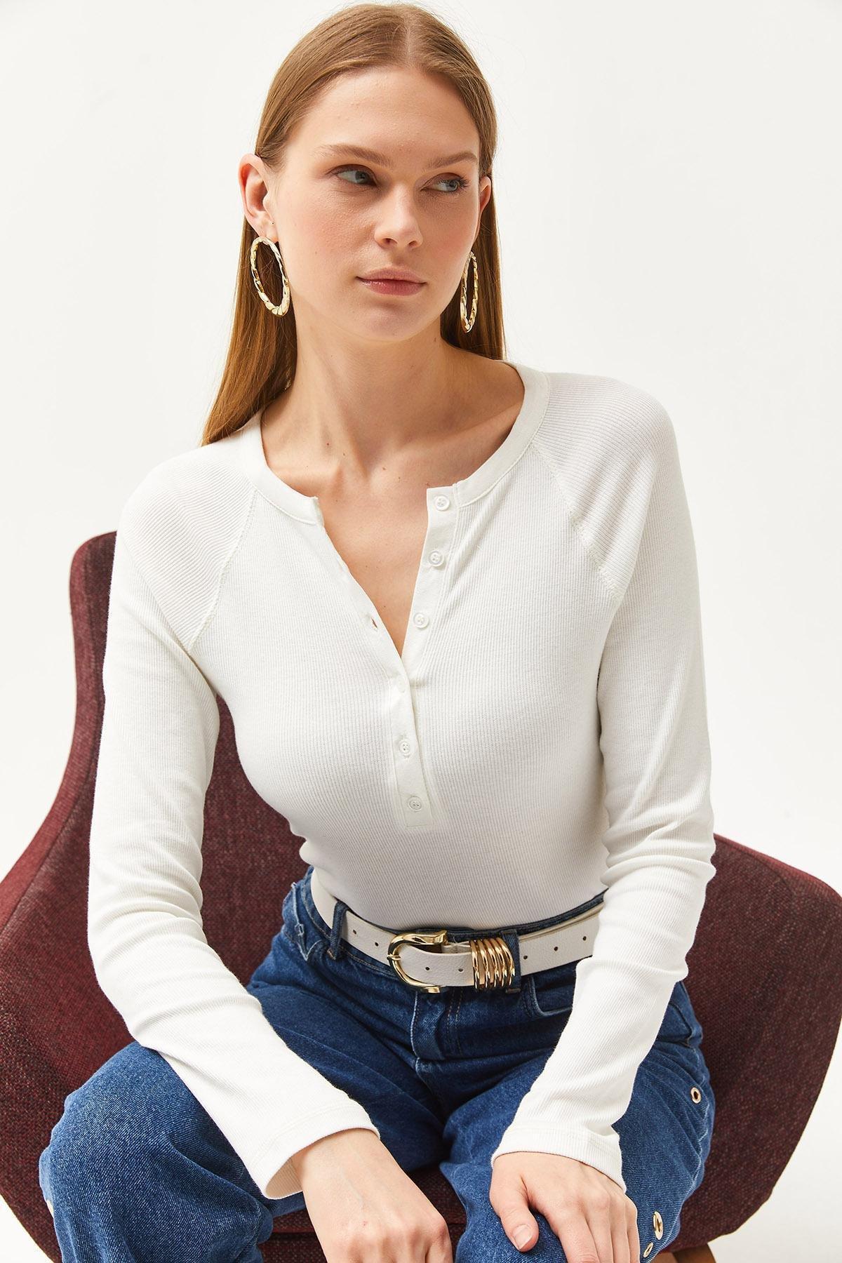 Ecru Basic Shirt Blouse, Ecru, large image number 2