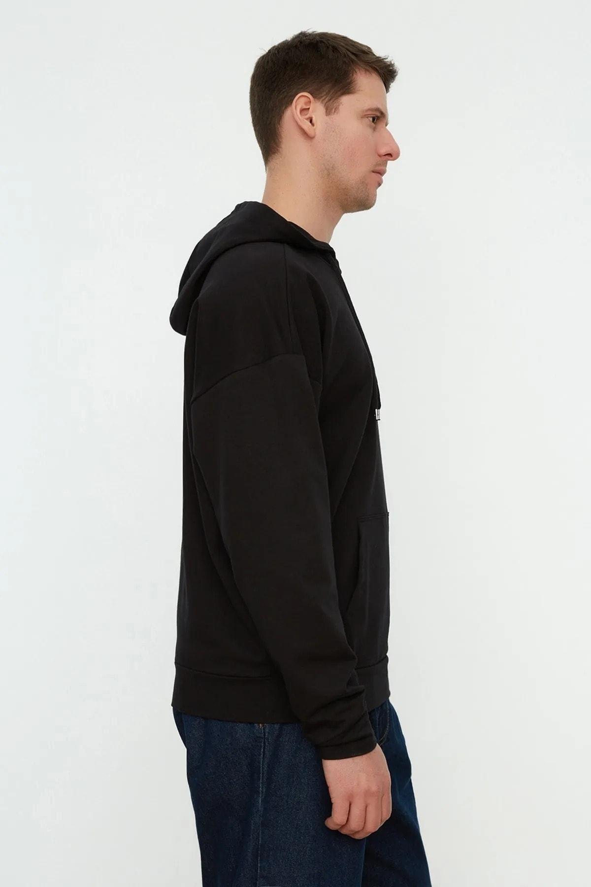 Black Oversize Hooded Sweatshirt, Black, large image number 3