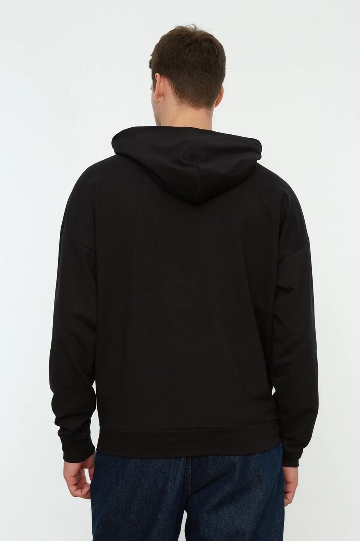 Black Oversize Hooded Sweatshirt, Black, large image number 6