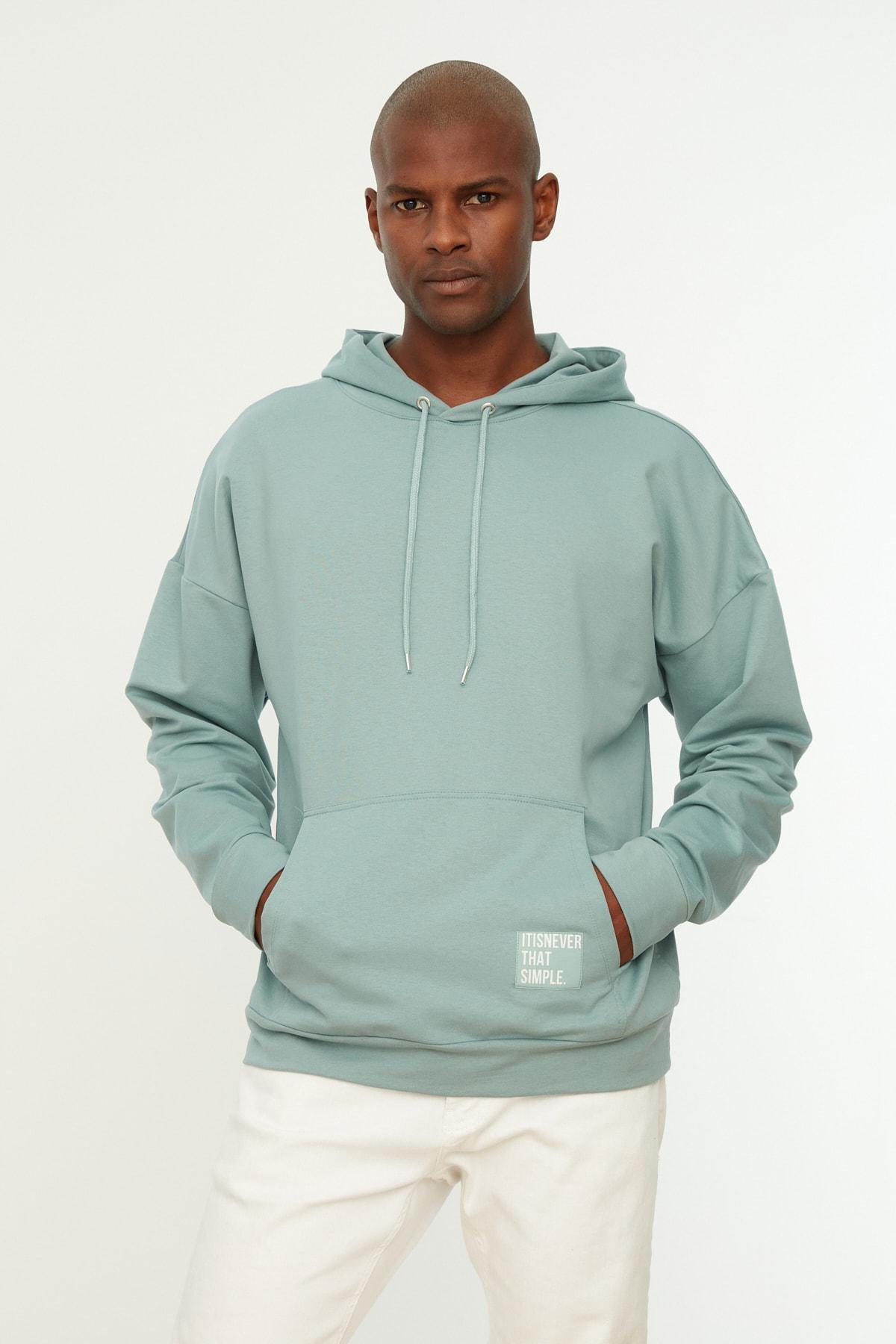 Green Oversize Hooded Sweatshirt, , large image number 0
