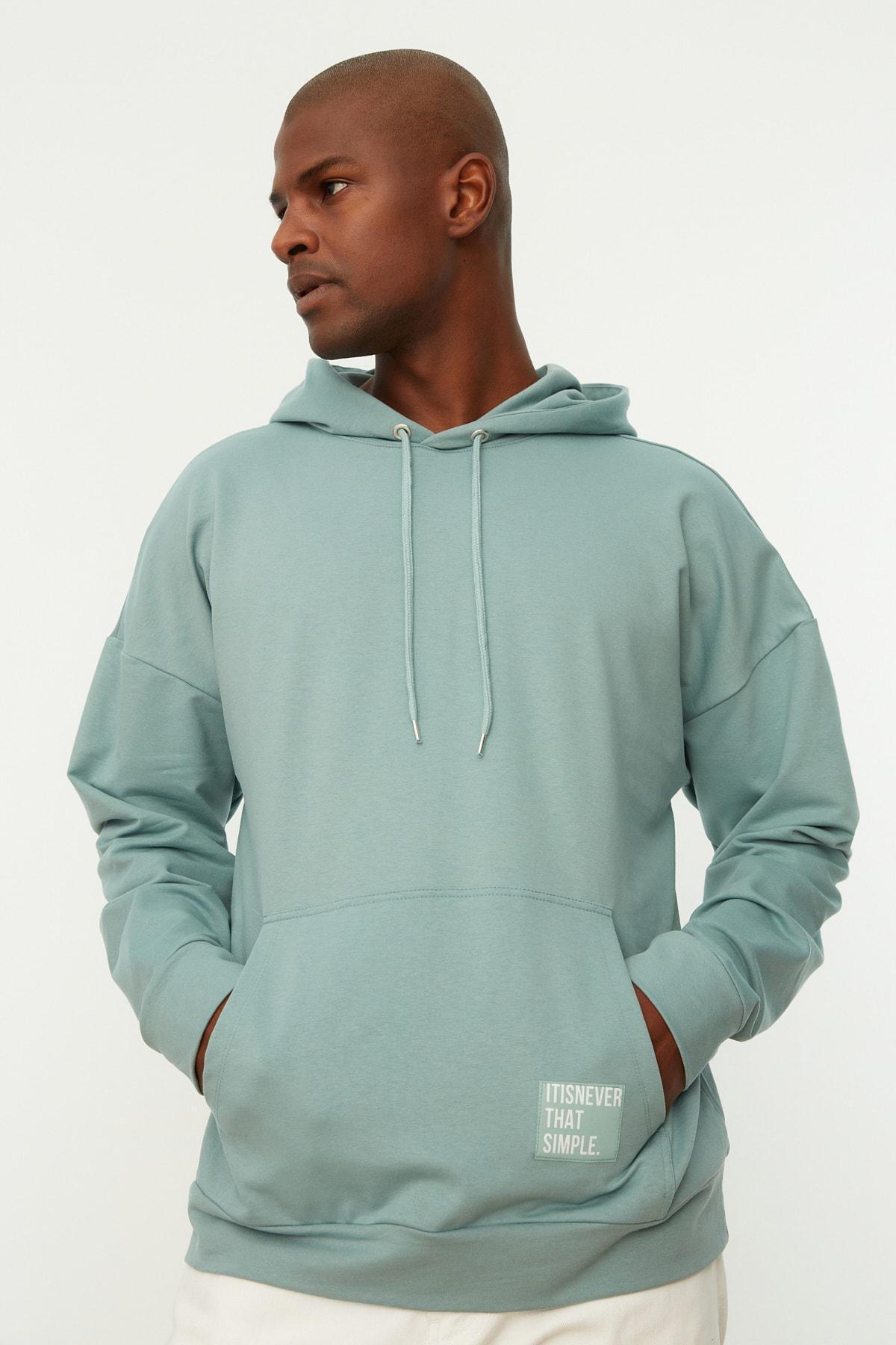 Green Oversize Hooded Sweatshirt, , large image number 1
