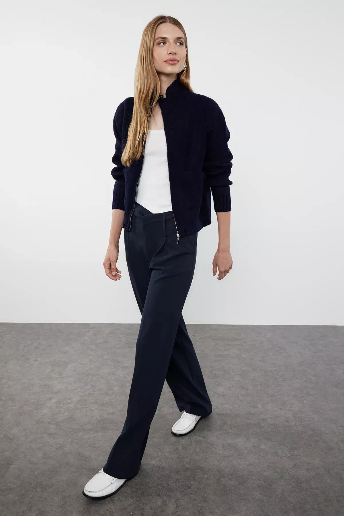 Navy d Knit Cardigan, Navy blue, large image number 1
