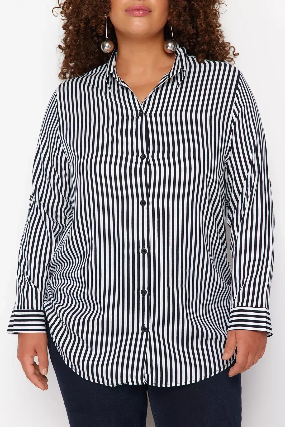 Navy White Striped Shirt, Navy Blue-White, large image number 3