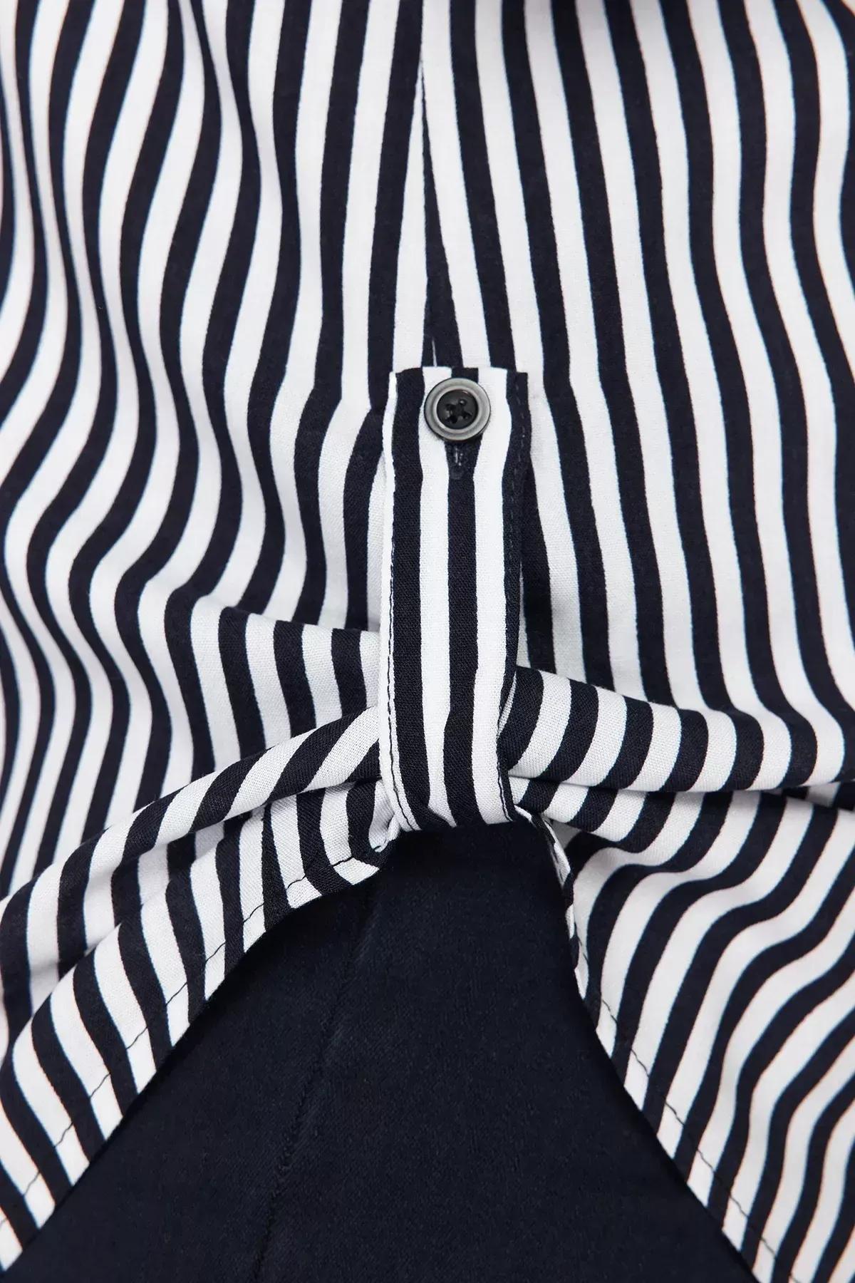 Navy White Striped Shirt, Navy Blue-White, large image number 4