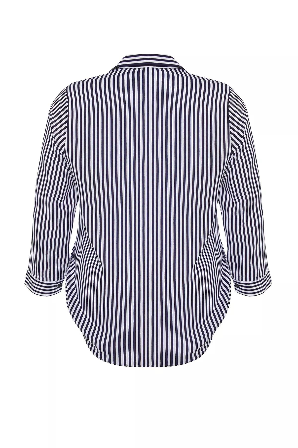 Navy White Striped Shirt, Navy Blue-White, large image number 6