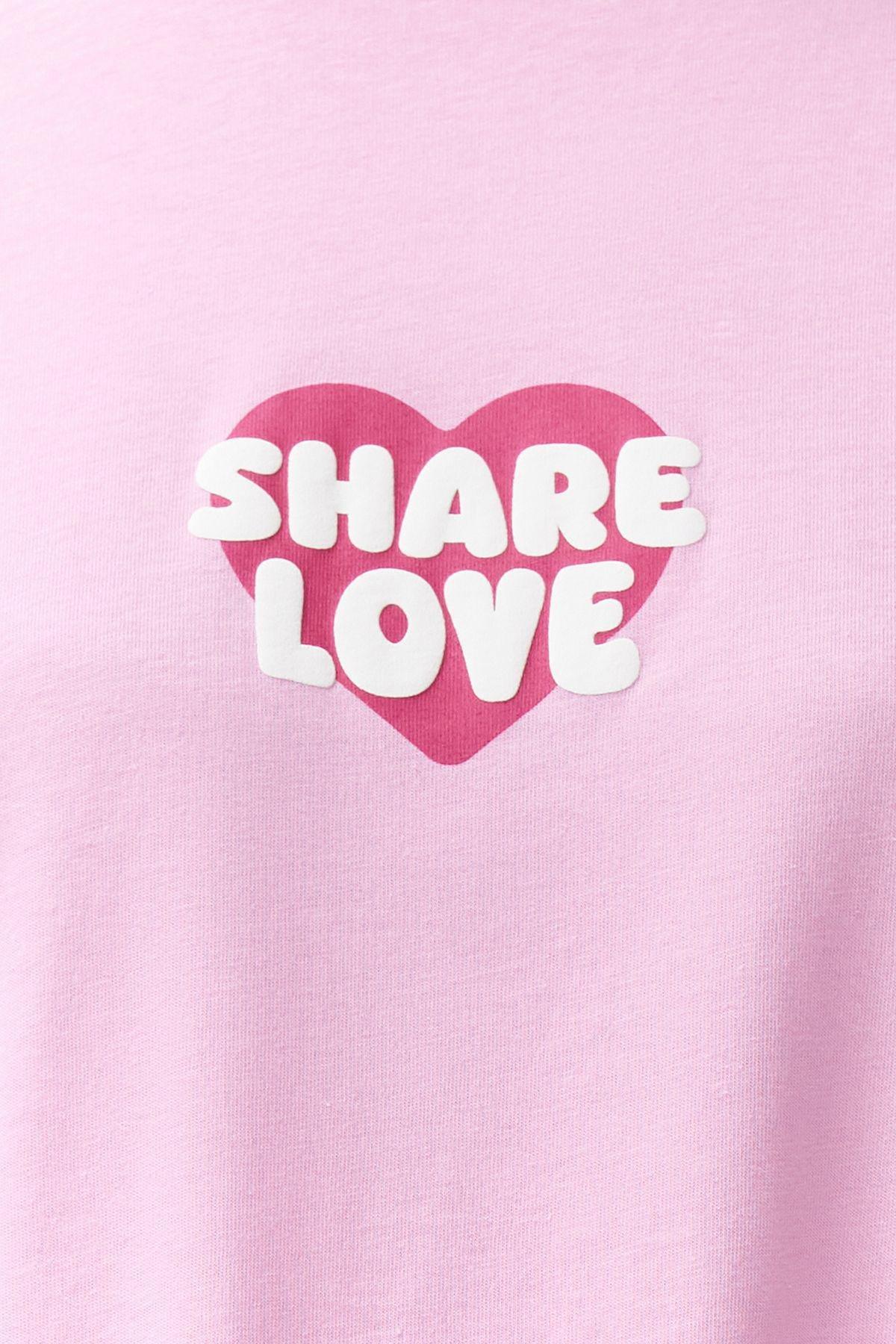 Pink Printed Oversized Relaxed Knitted T-Shirt, , large image number 3