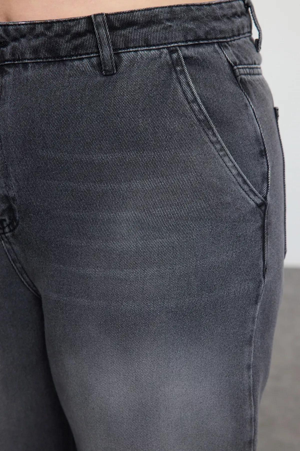 Grey Wide Leg Plus Jeans, Anthracite, large image number 6