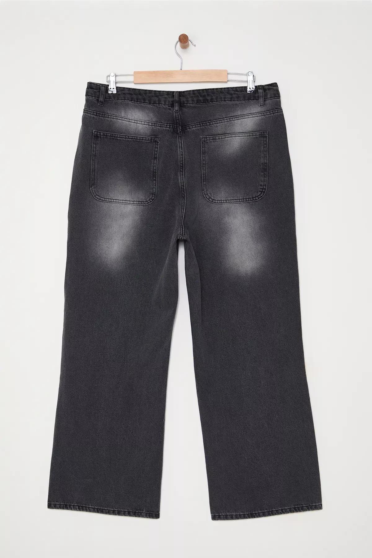 Grey Wide Leg Plus Jeans, Anthracite, large image number 10