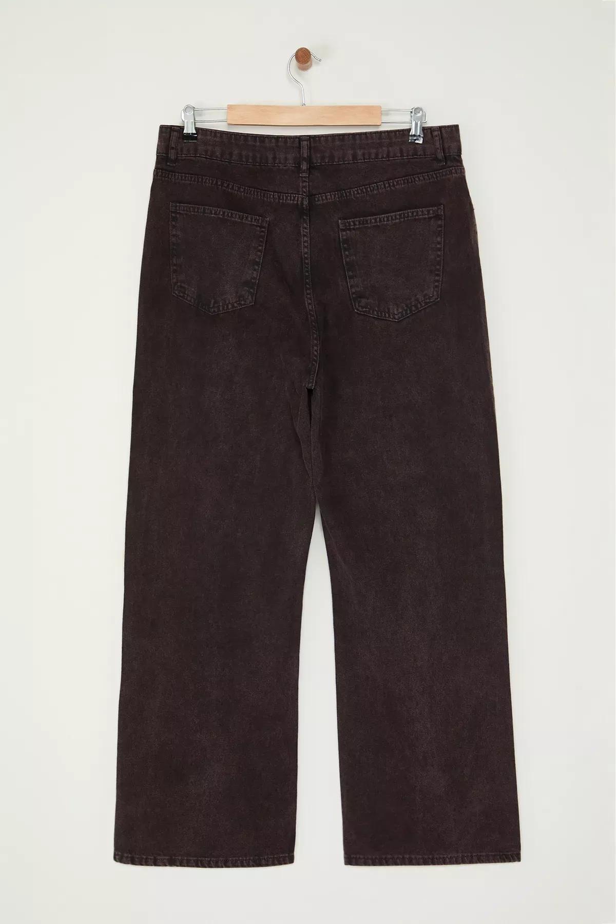 Red High Waist Wide Leg Plus-Size Jeans, , large image number 6