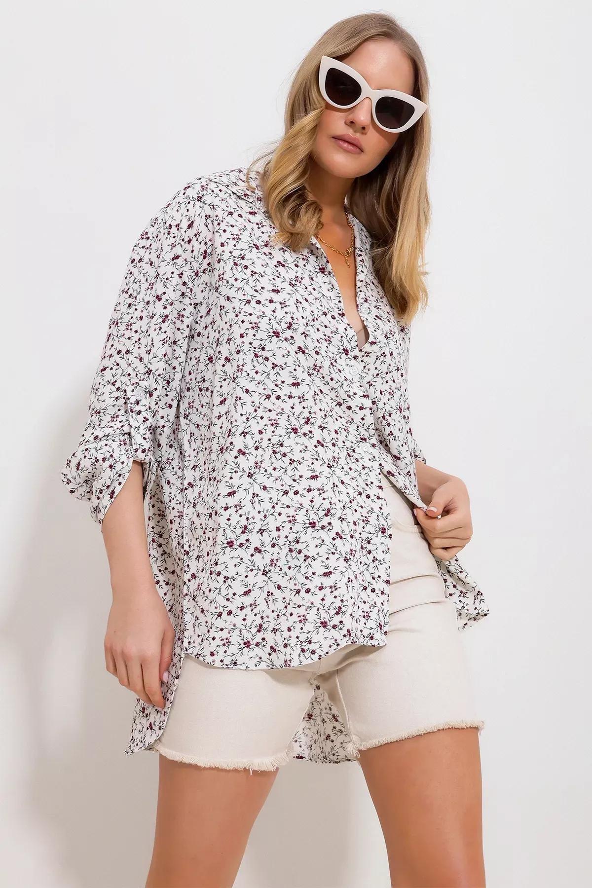 Ecru Floral Casual Blouse, , large image number 3