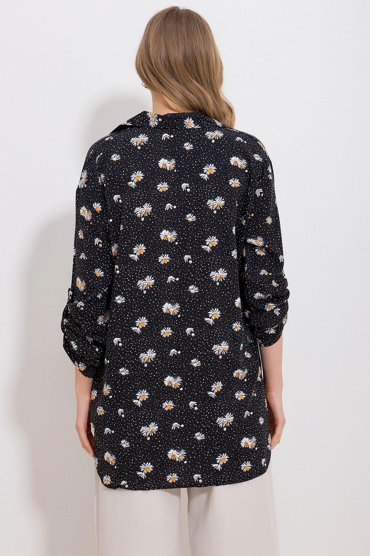 Black Floral Button Down Shirt, , large image number 4