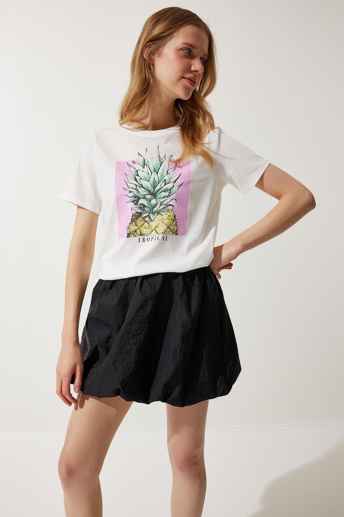 Womens White Printed 100% Cotton Knitted T-Shirt WO00037, single, C101_5696, large image number 2