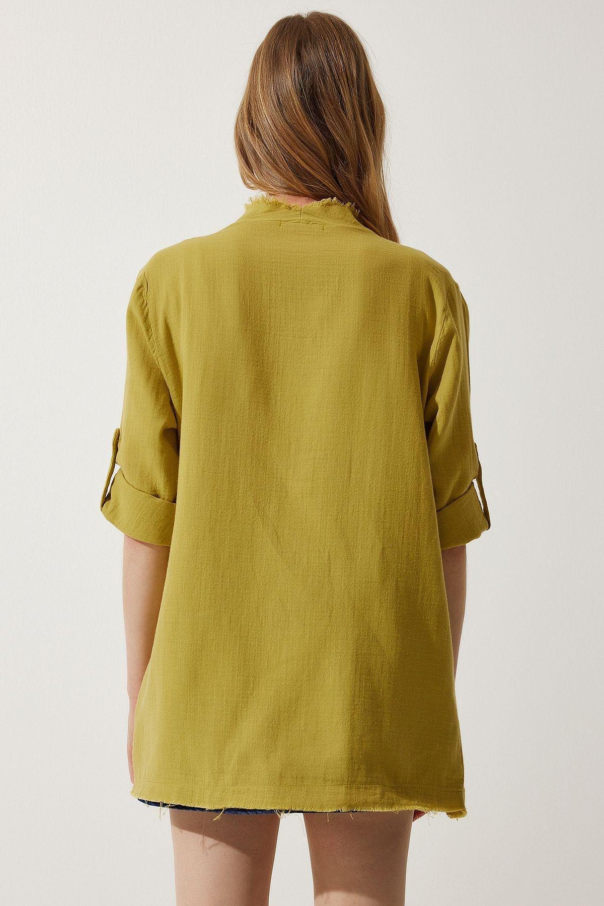 Green Fringed Asymmetric Jacket, , large image number 3