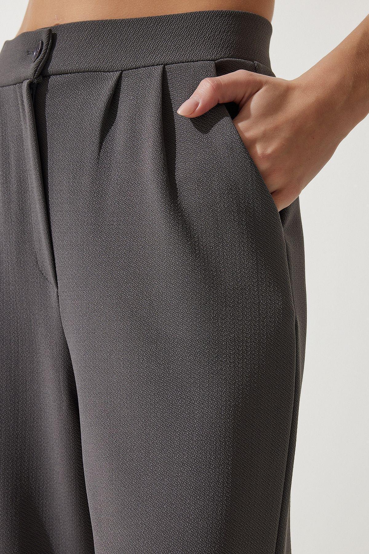 Womens Gray Lycra Comfortable Palazzo Knitted Trousers RV00175, single, , large image number 3