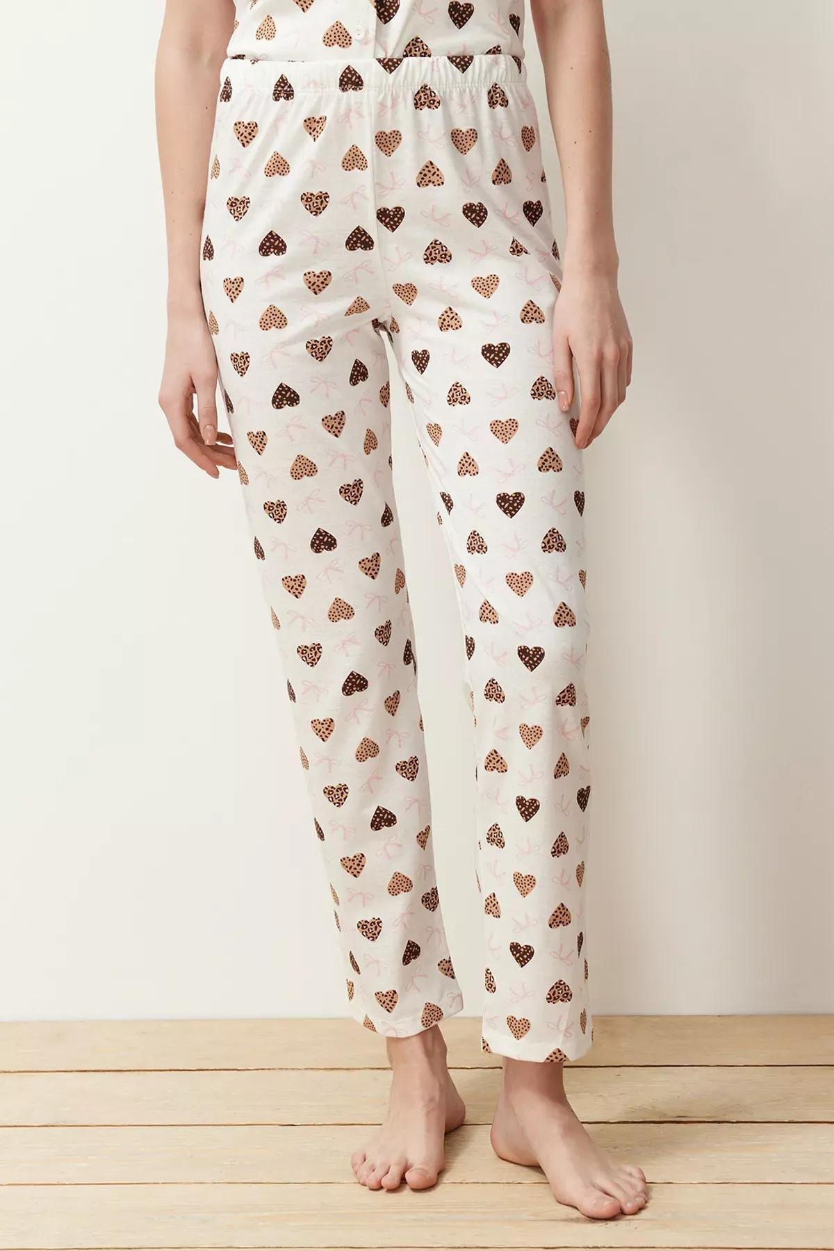 Beige Cotton Knitted Pyjamas Set, Ecru, large image number 4