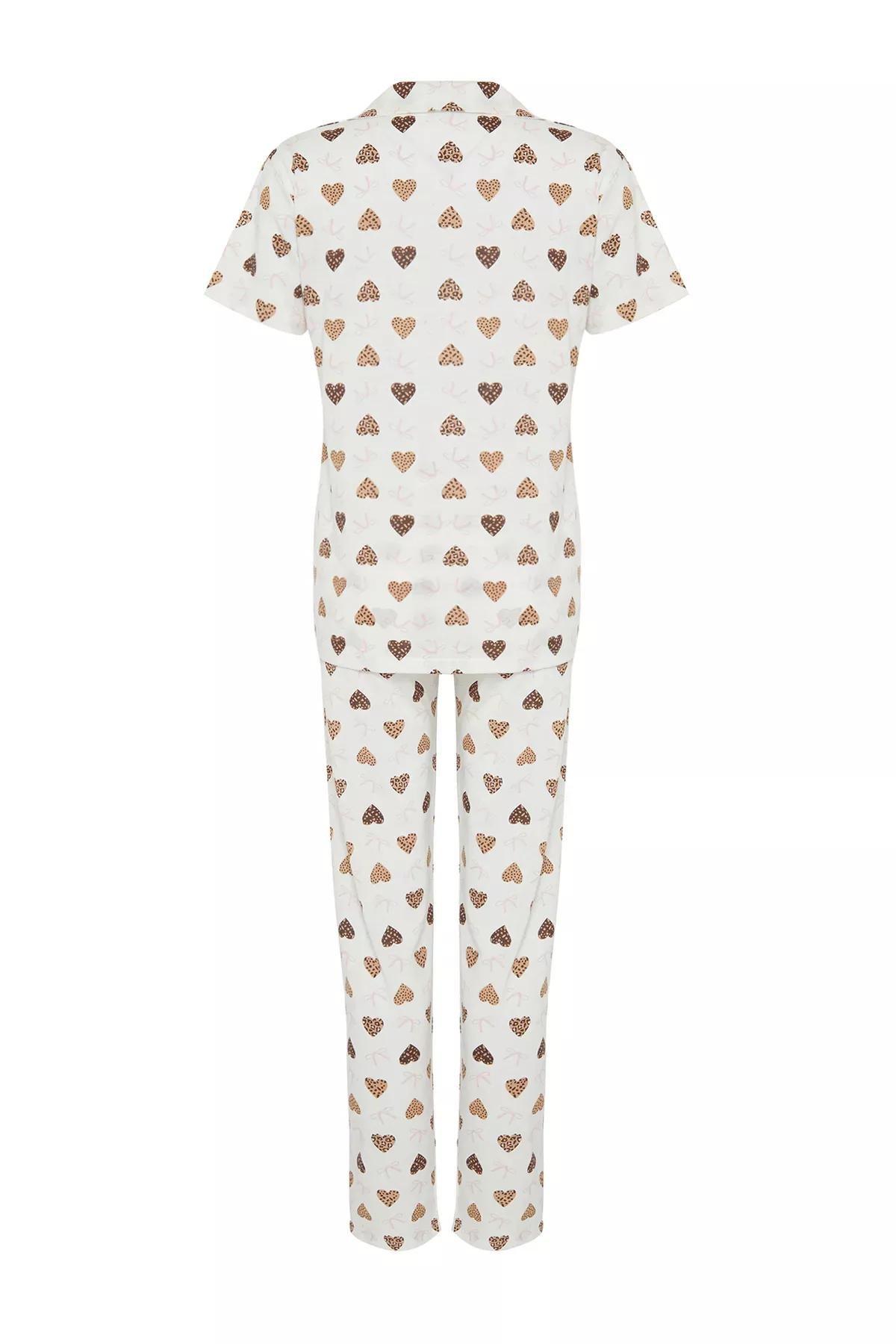 Beige Cotton Knitted Pyjamas Set, Ecru, large image number 6