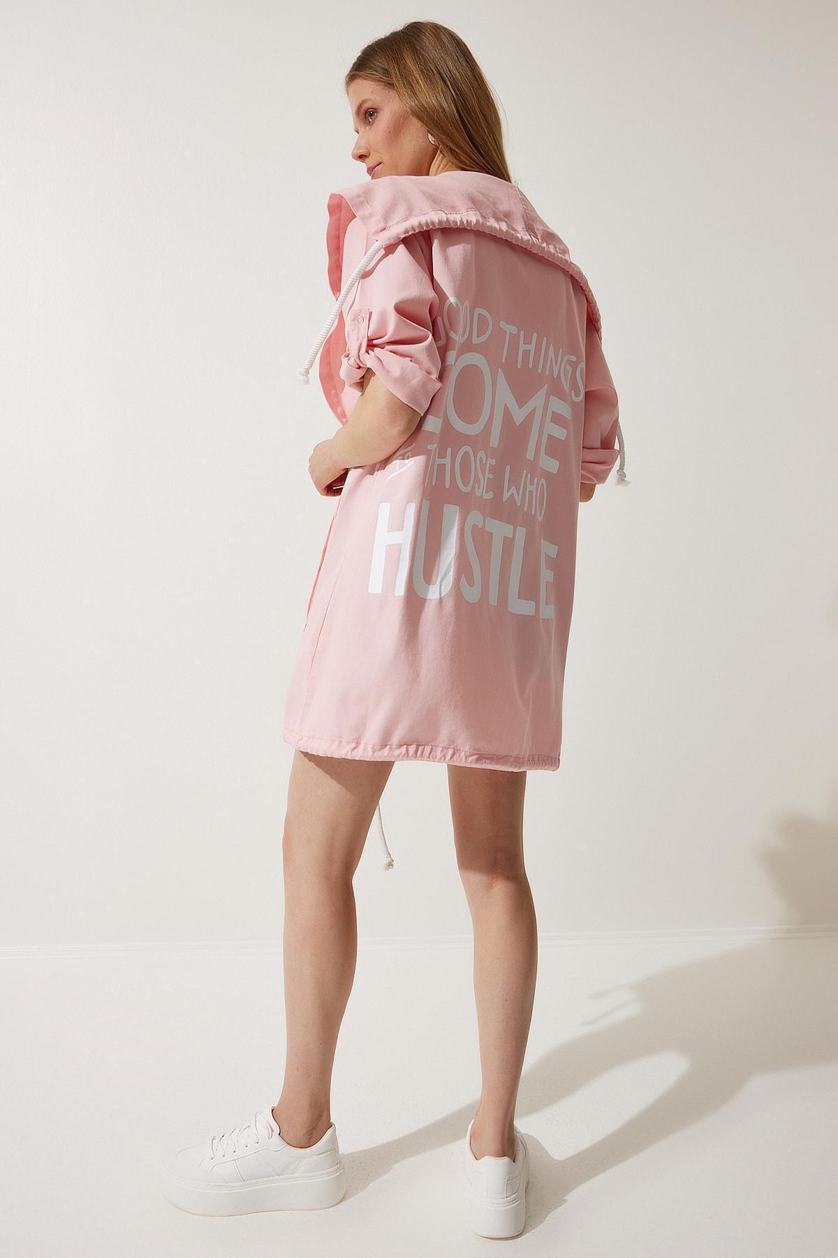 Pink Printed Oversized Jacket, , medium