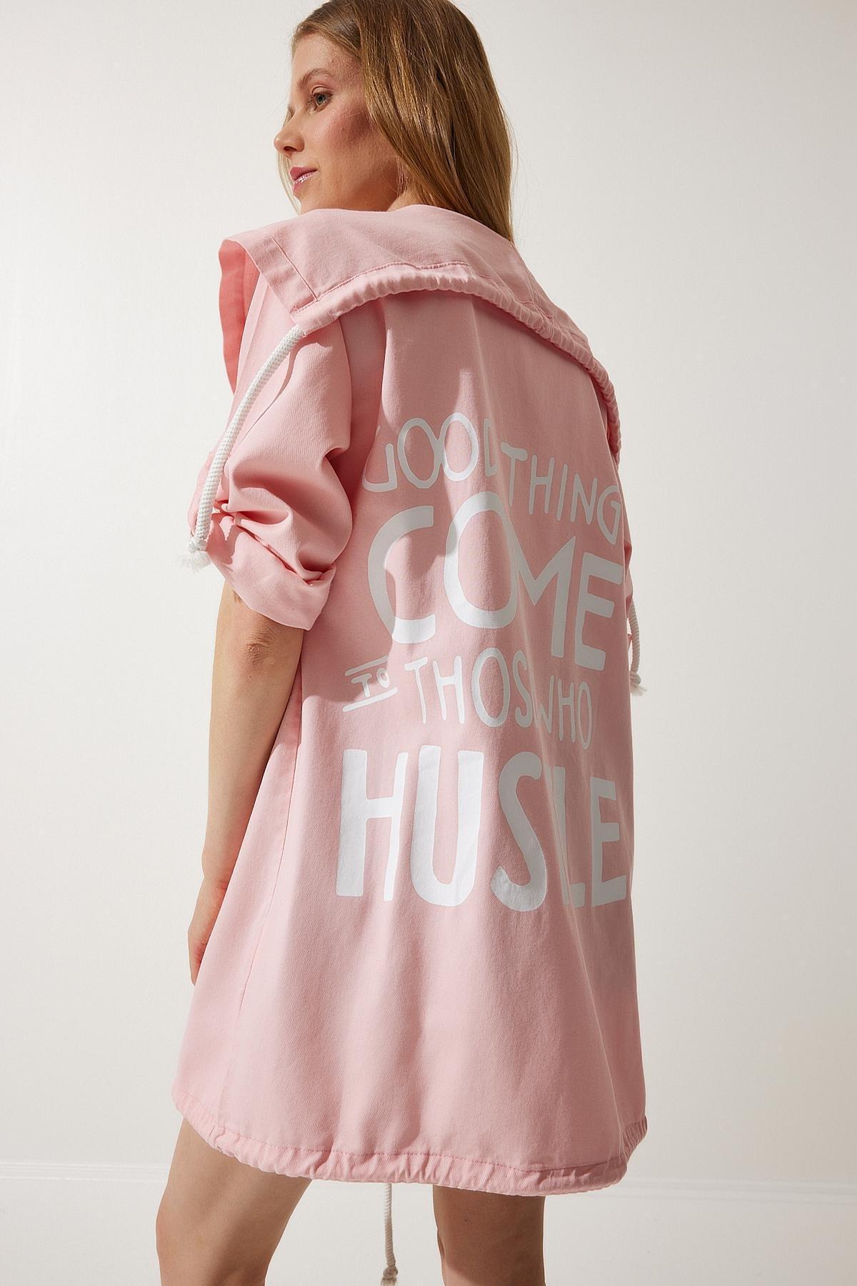 Pink Printed Oversized Jacket, , large image number 1