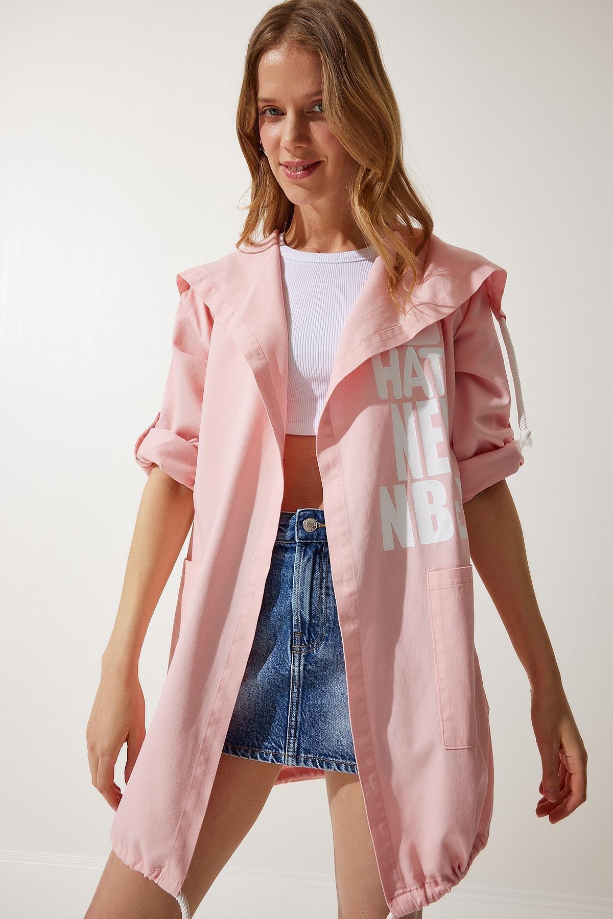Pink Printed Oversized Jacket, , large image number 3
