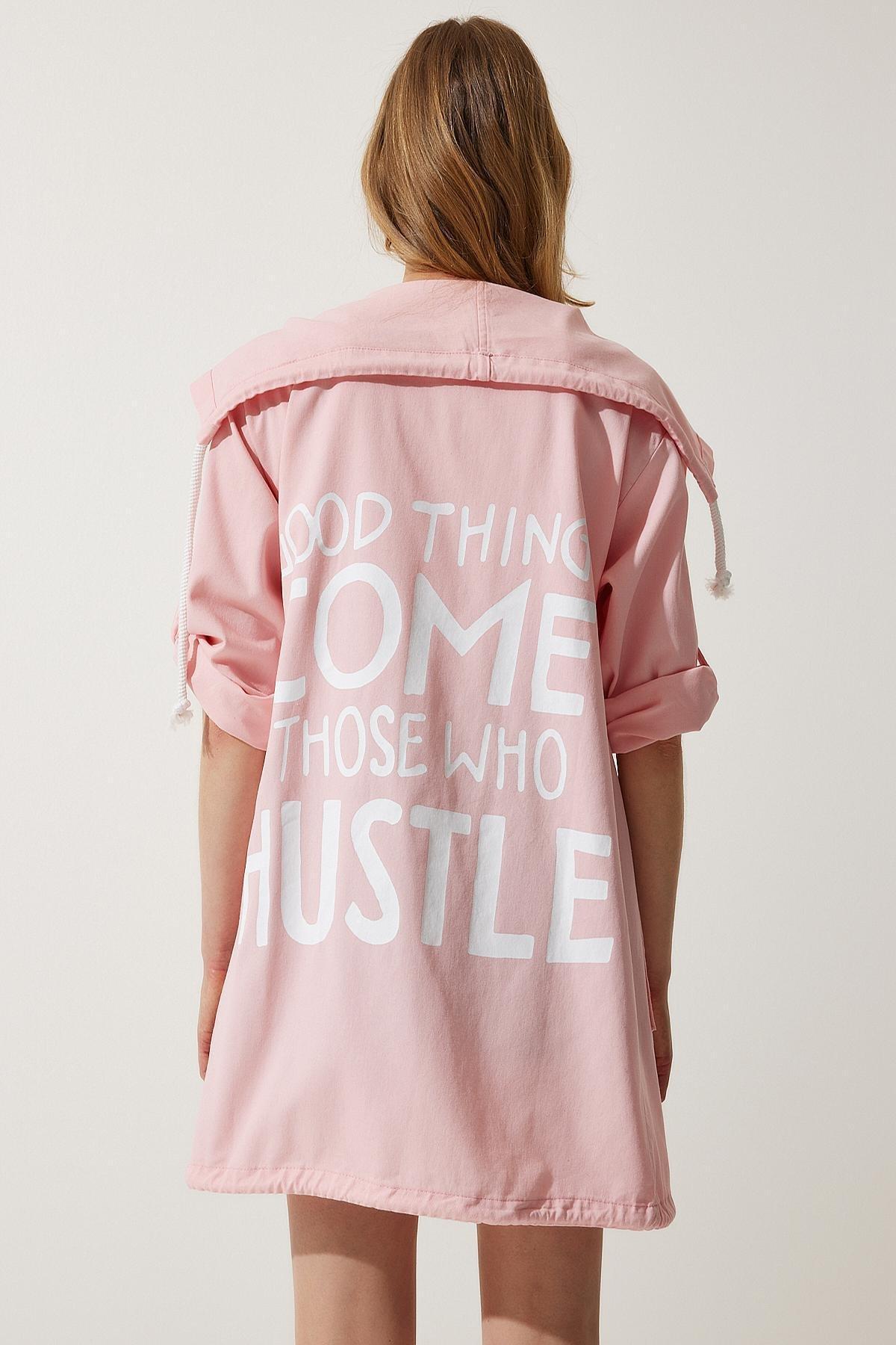 Pink Printed Oversized Jacket, , large image number 5