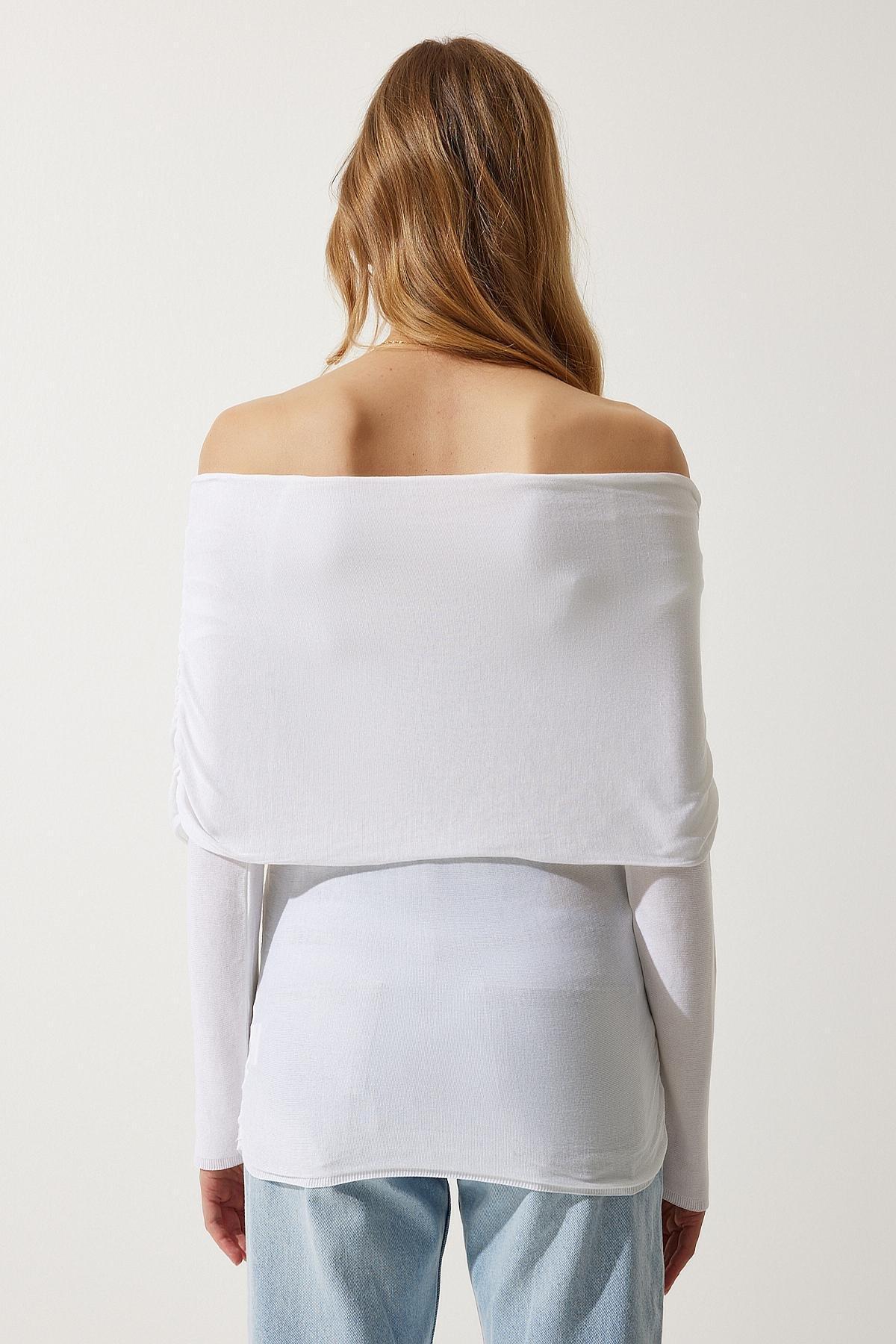 Beige Off-Shoulder Detailed Blouse, Ecru, large image number 4
