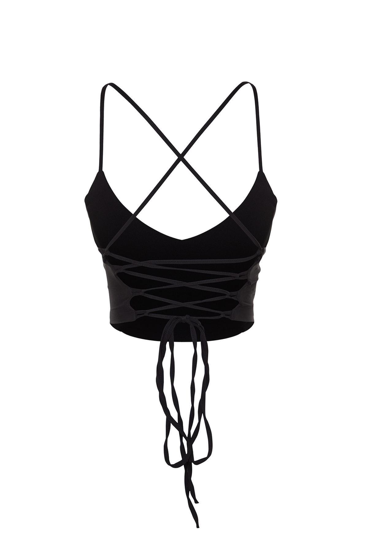 Black Plain Crop Top, , large image number 8