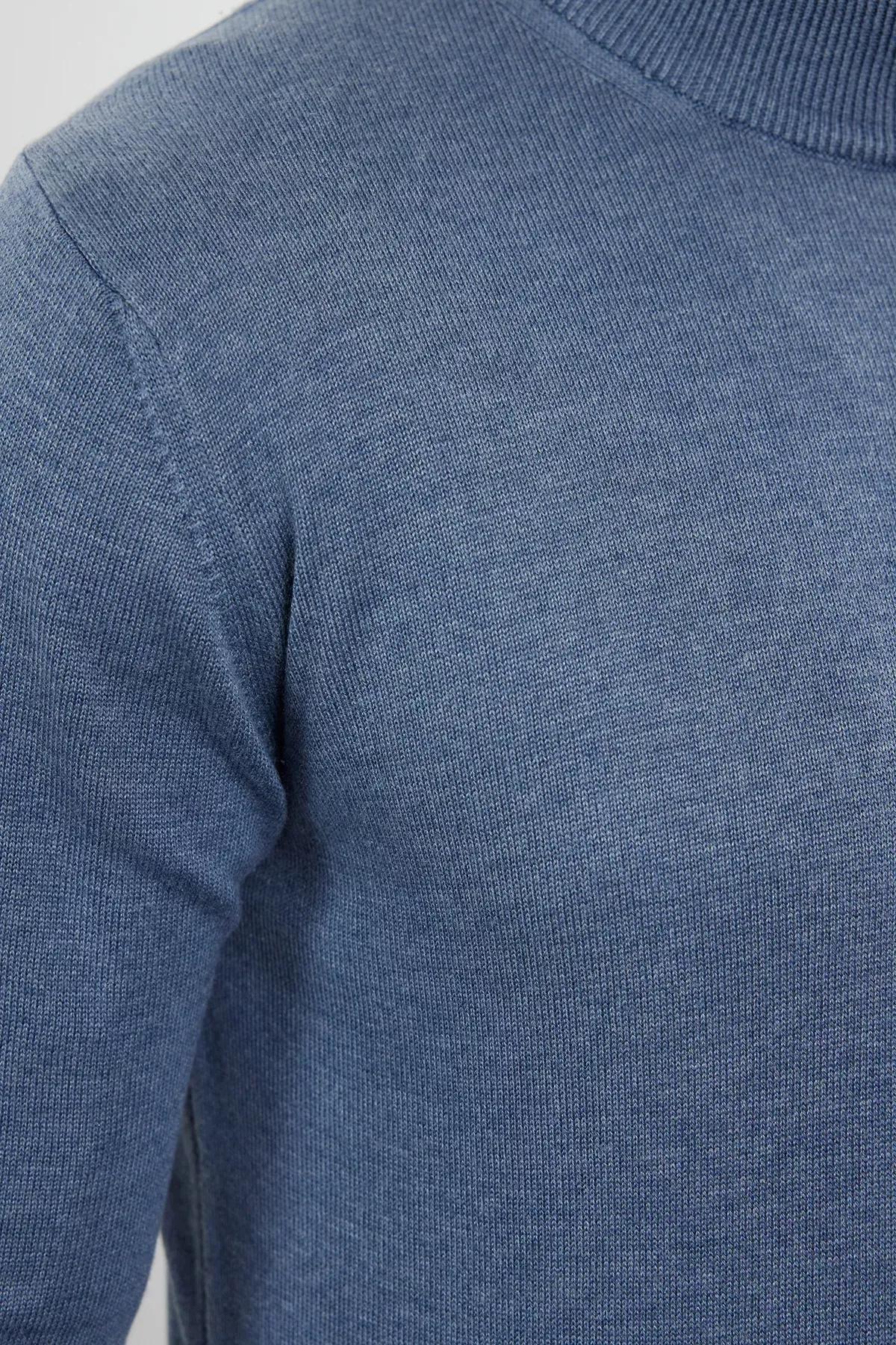Blue Solid Casual Sweater TMNAW25KZ00001, , large image number 3