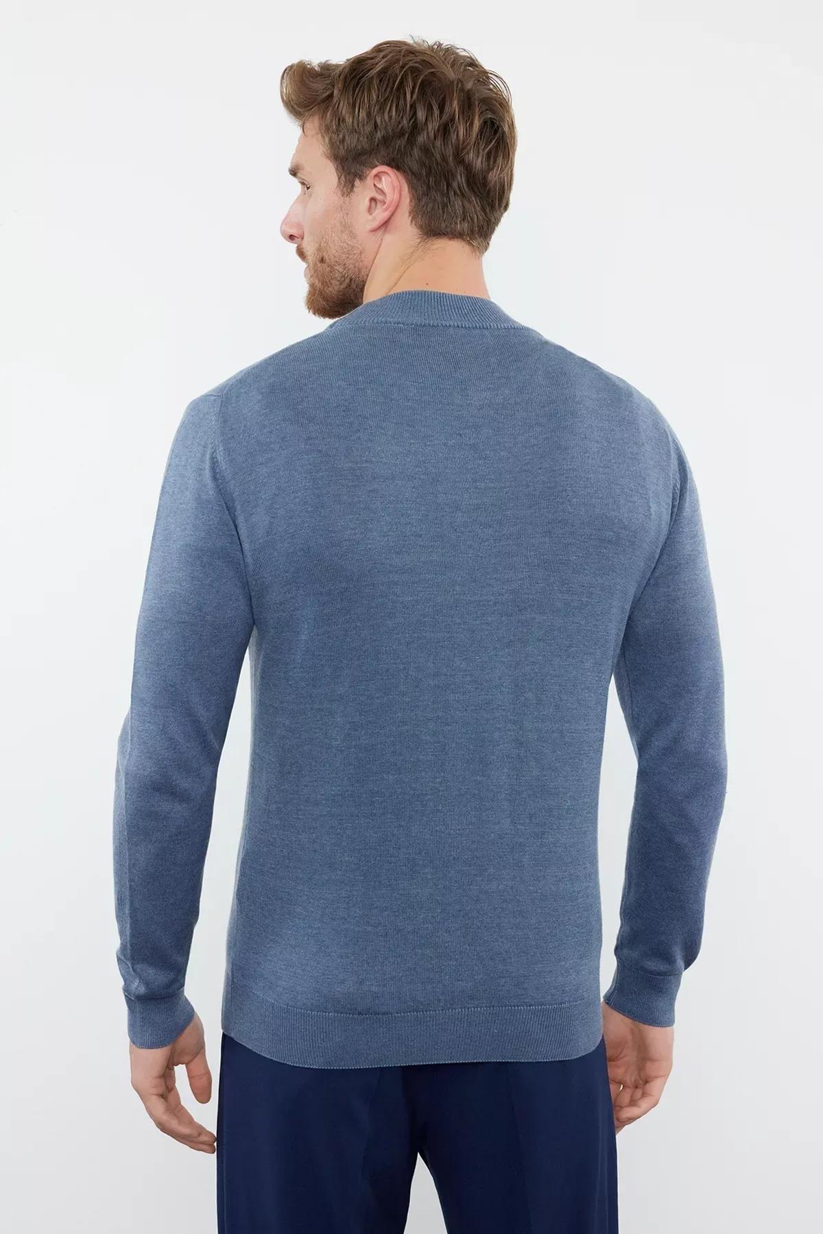 Blue Solid Casual Sweater TMNAW25KZ00001, , large image number 4