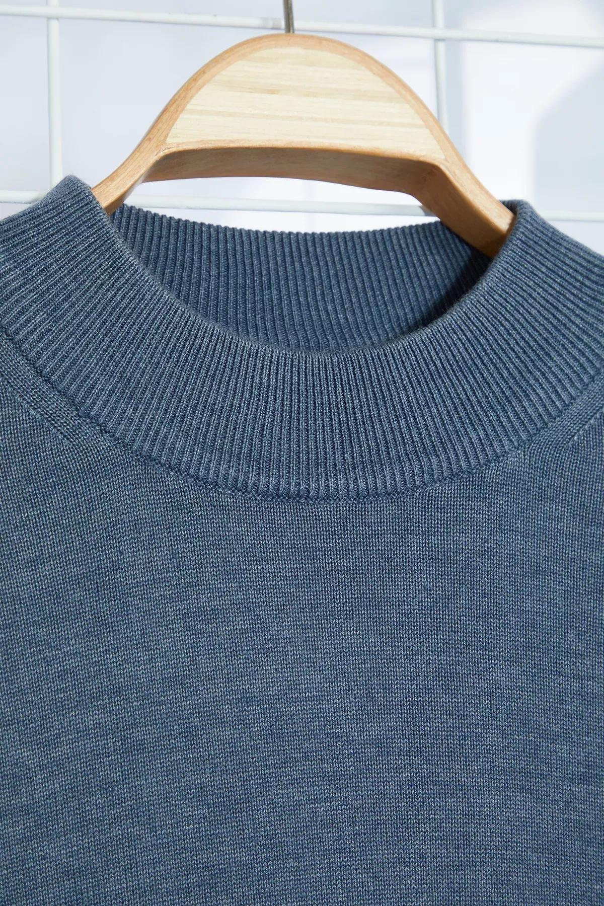 Blue Solid Casual Sweater TMNAW25KZ00001, , large image number 5