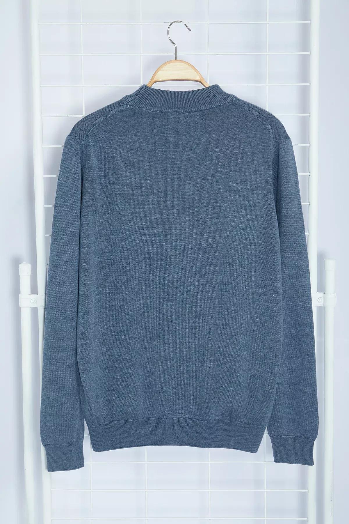 Blue Solid Casual Sweater TMNAW25KZ00001, , large image number 6