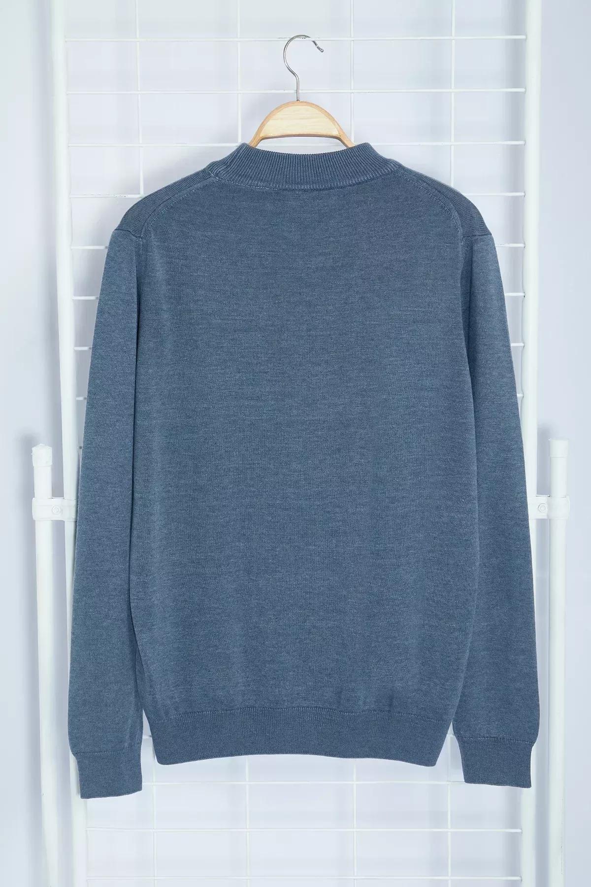 Blue Solid Casual Sweater, , large image number 6
