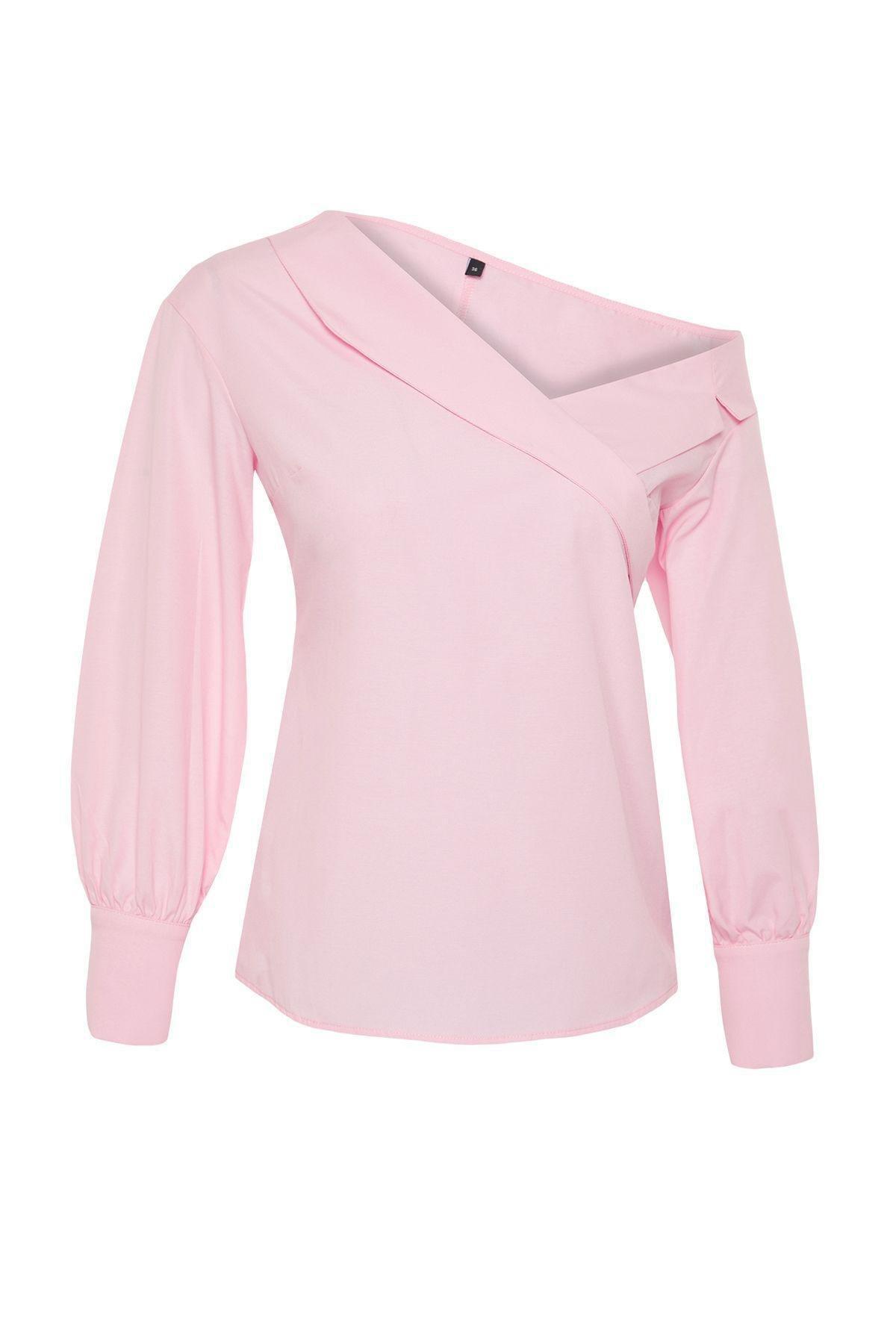 Pink Boat Neck Woven Blouse, , large image number 5