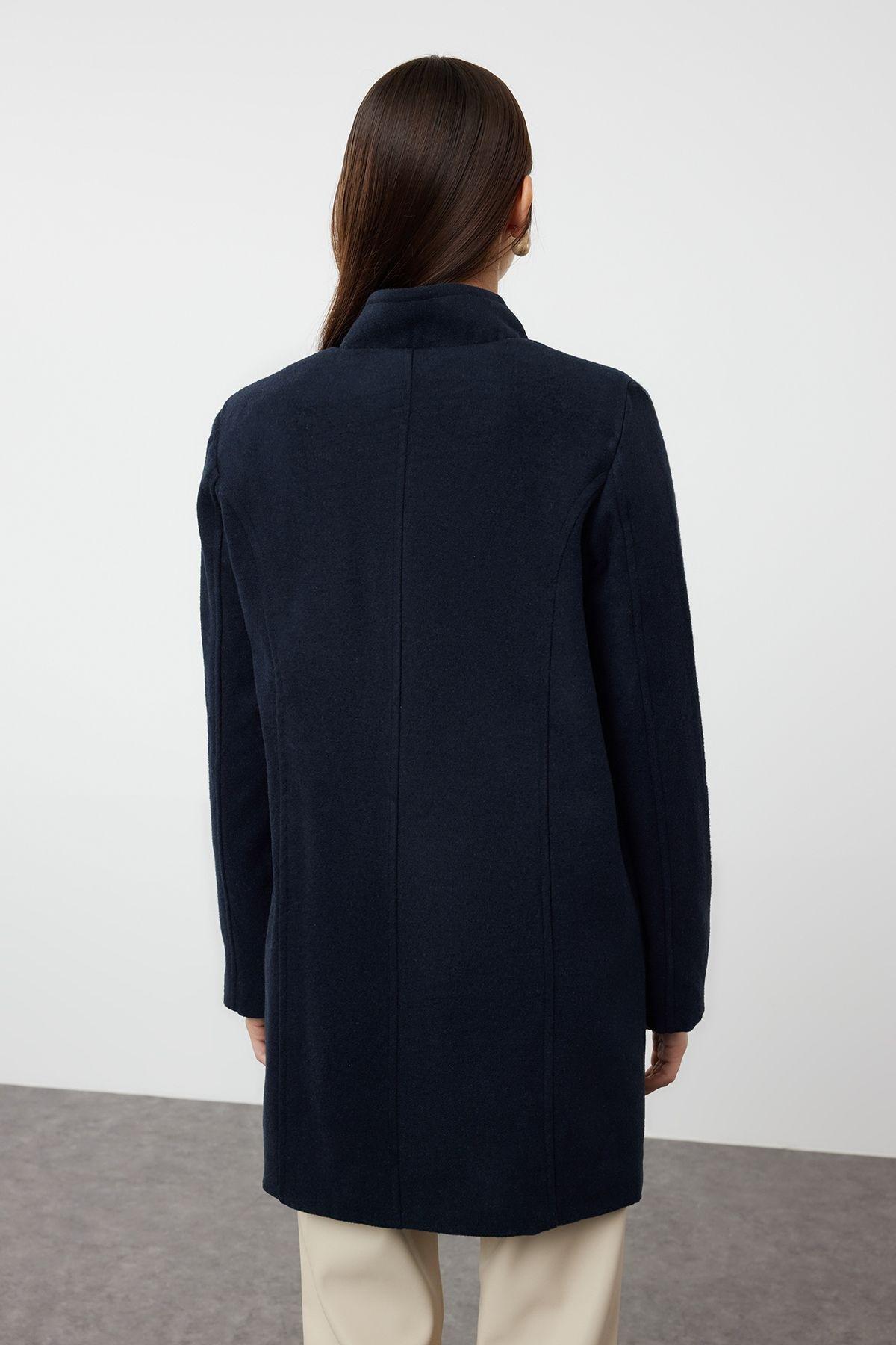 معطف متوسط الطول بأزرار، كحلي, Navy blue, large image number 4