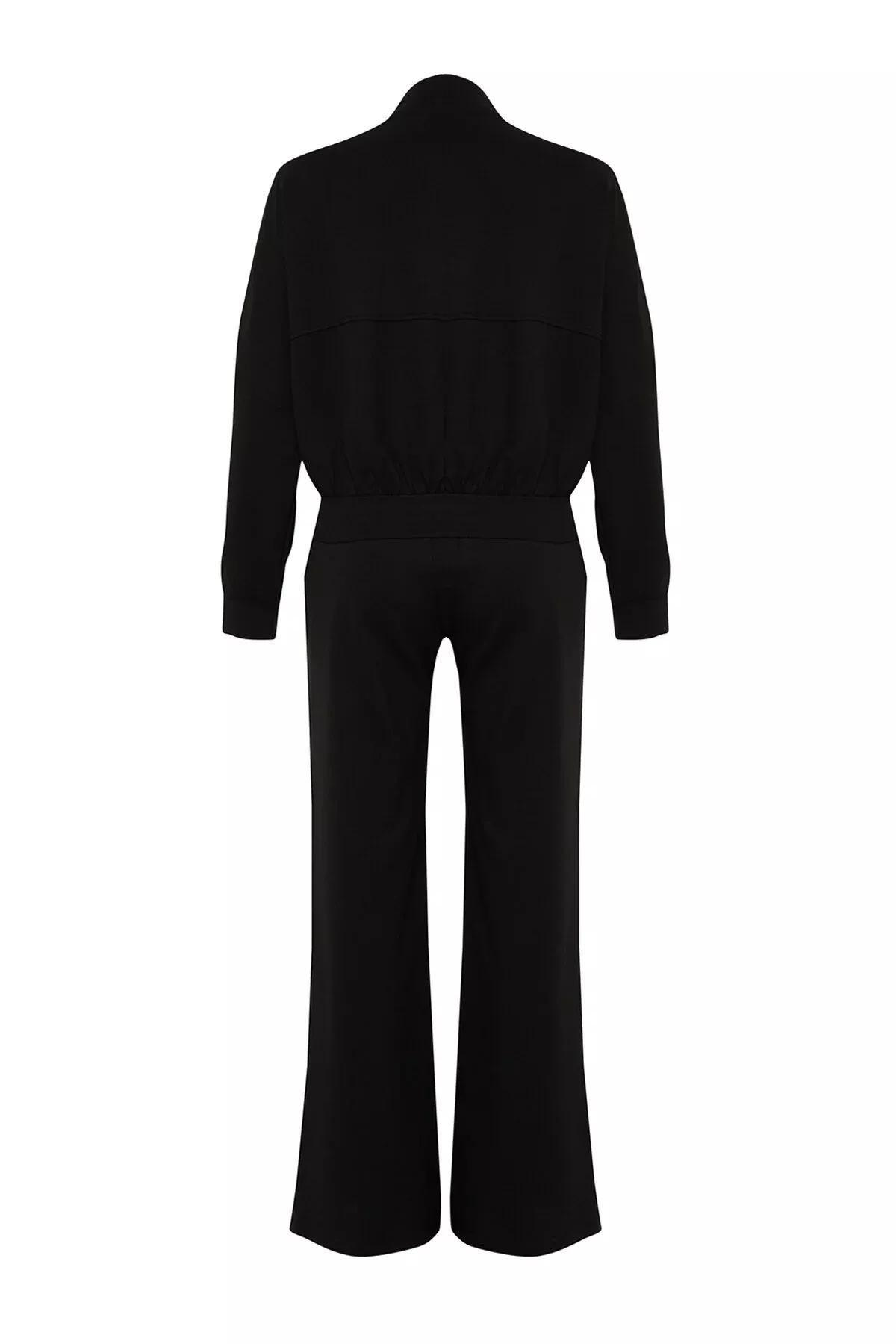 Black Ribbed Zippered Knitted Co-Ord Set, C101_5720, large image number 6
