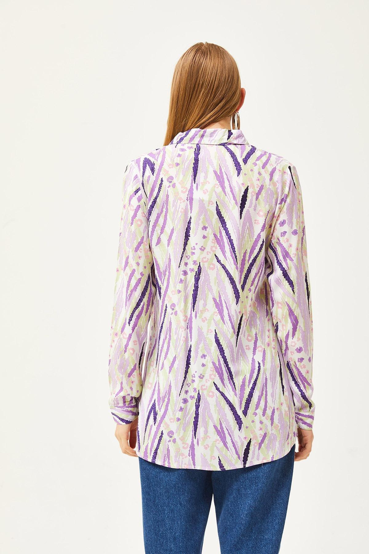 Purple Abstract Button Down Shirt, C101_6099, large image number 1