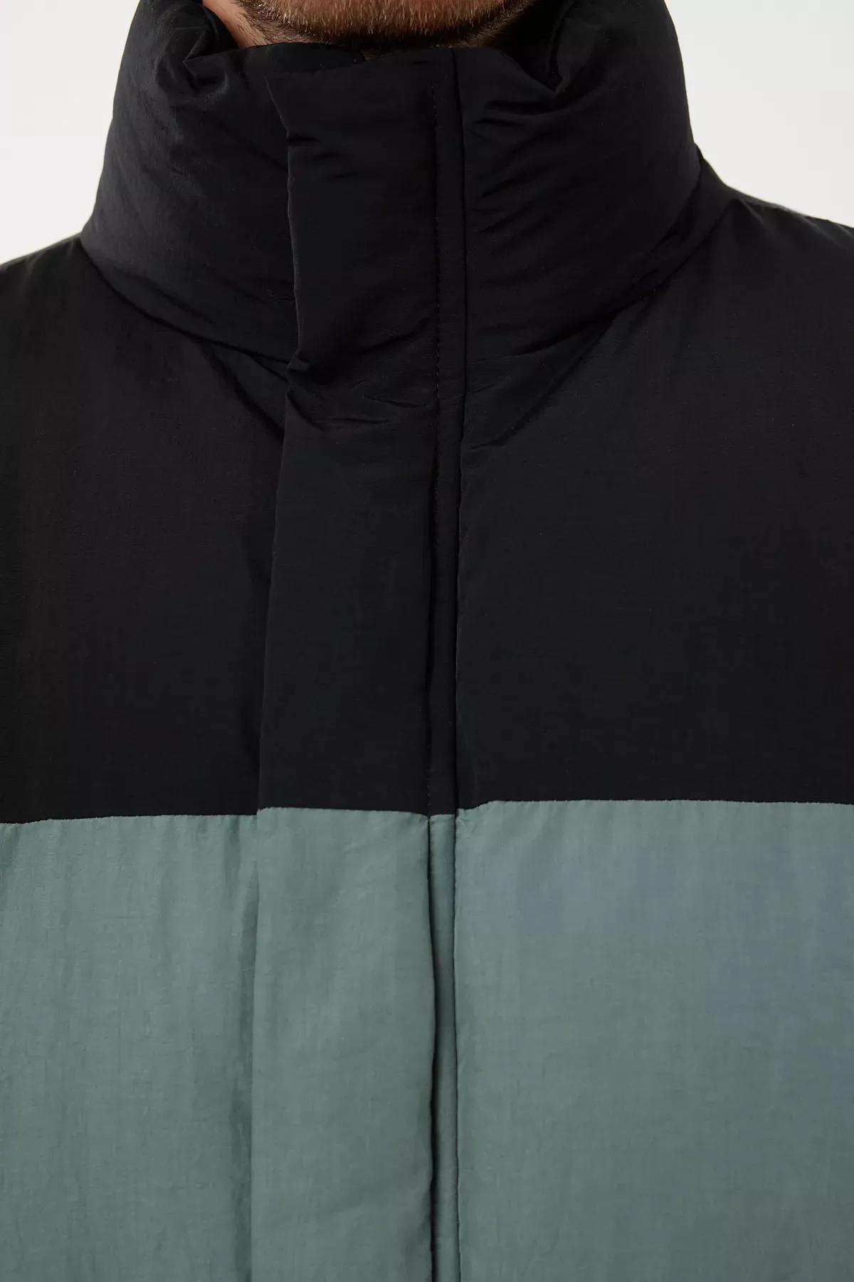 Mens Mint Taslan Regular Fit Color Block Stand Collar Winter Coat TMNAW25MO00006, Single item, , large image number 3
