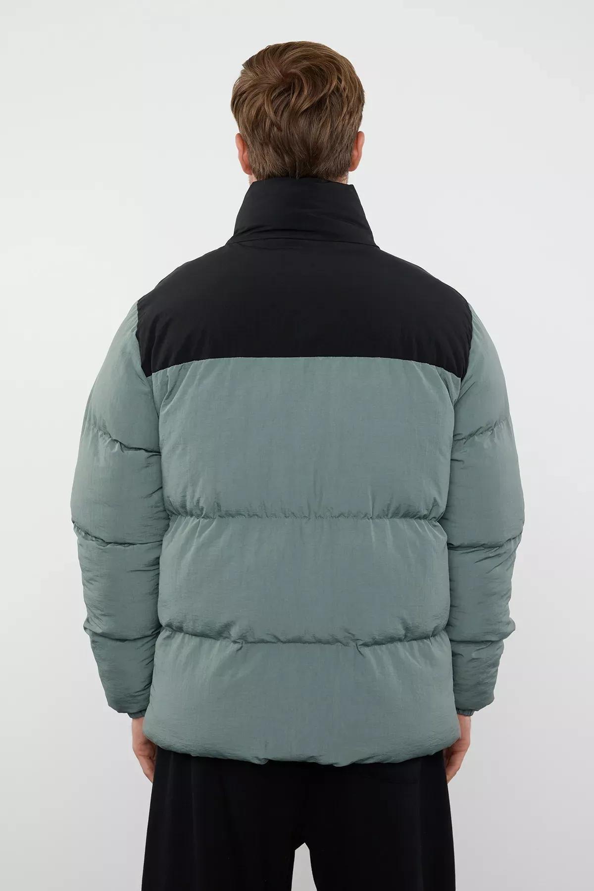 Mens Mint Taslan Regular Fit Color Block Stand Collar Winter Coat TMNAW25MO00006, Single item, , large image number 4
