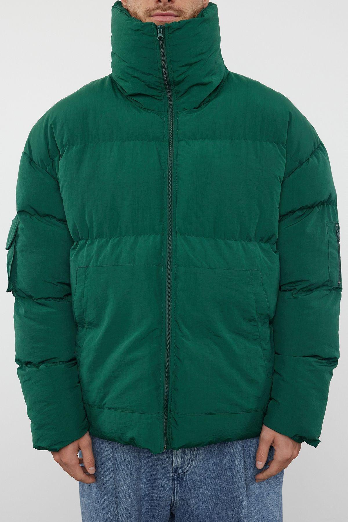 Green Taslan Relaxed Winter Puffer Coat, , large image number 3