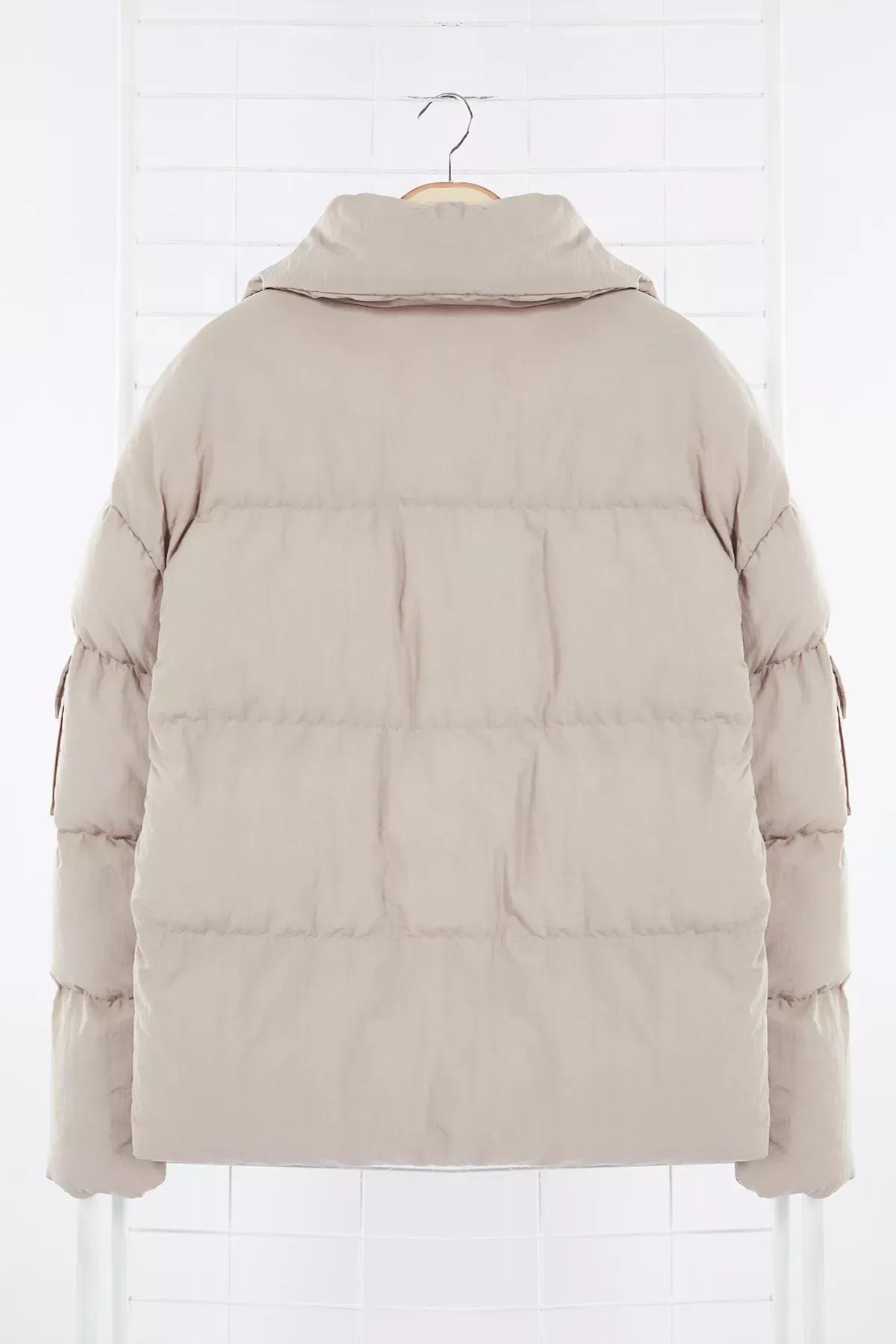 Beige Unisex Taslan Relaxed Winter Coat, STONE, large image number 9