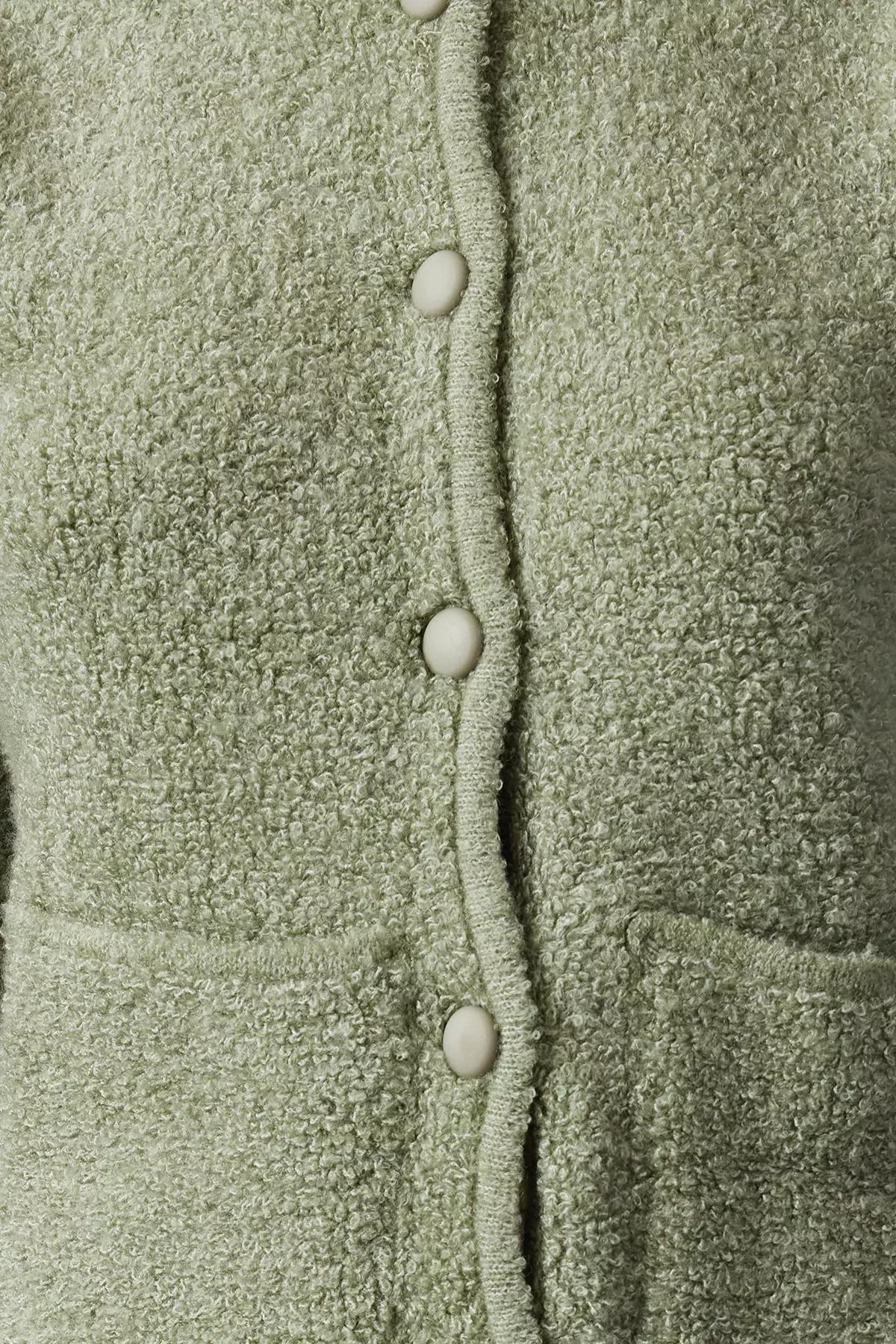 Green Boucle Pocket Knitwear Cardigan, Mint, large image number 2