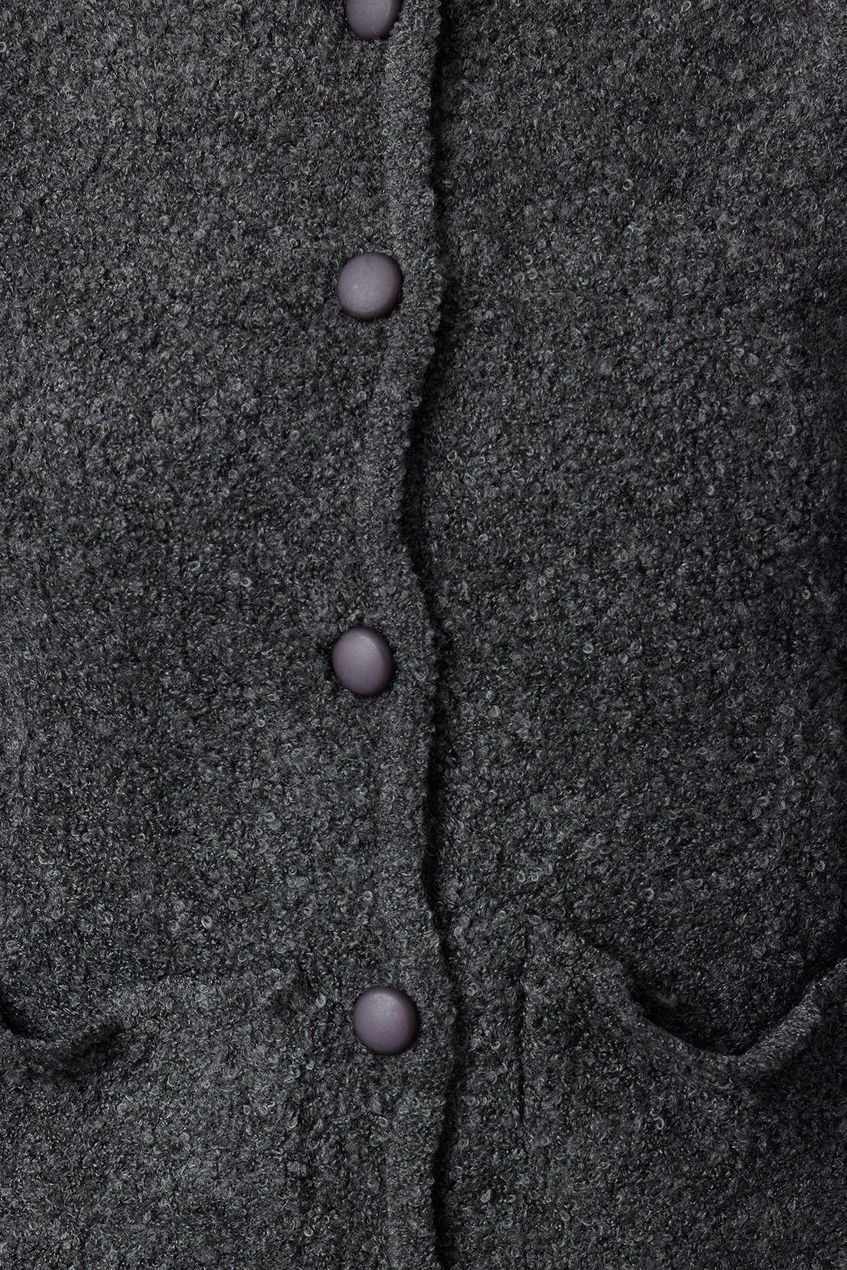 Anthracite Boucle Pocket Knitwear Cardigan TWOAW25HI00126, Anthracite, large image number 2