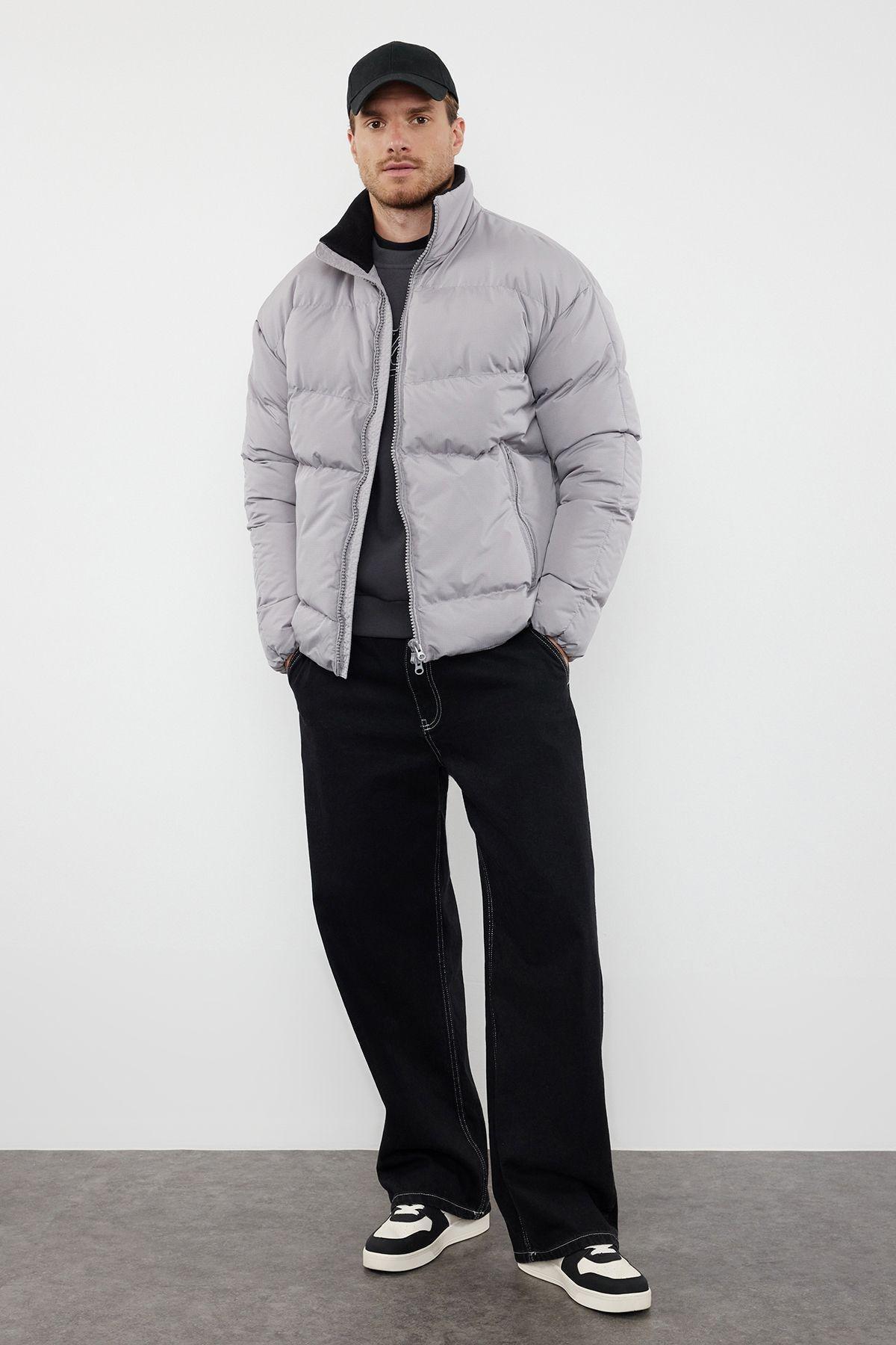 Gray Oversize Ribstop Puffer Jacket TMNAW25MO00009, Single item, , large image number 0