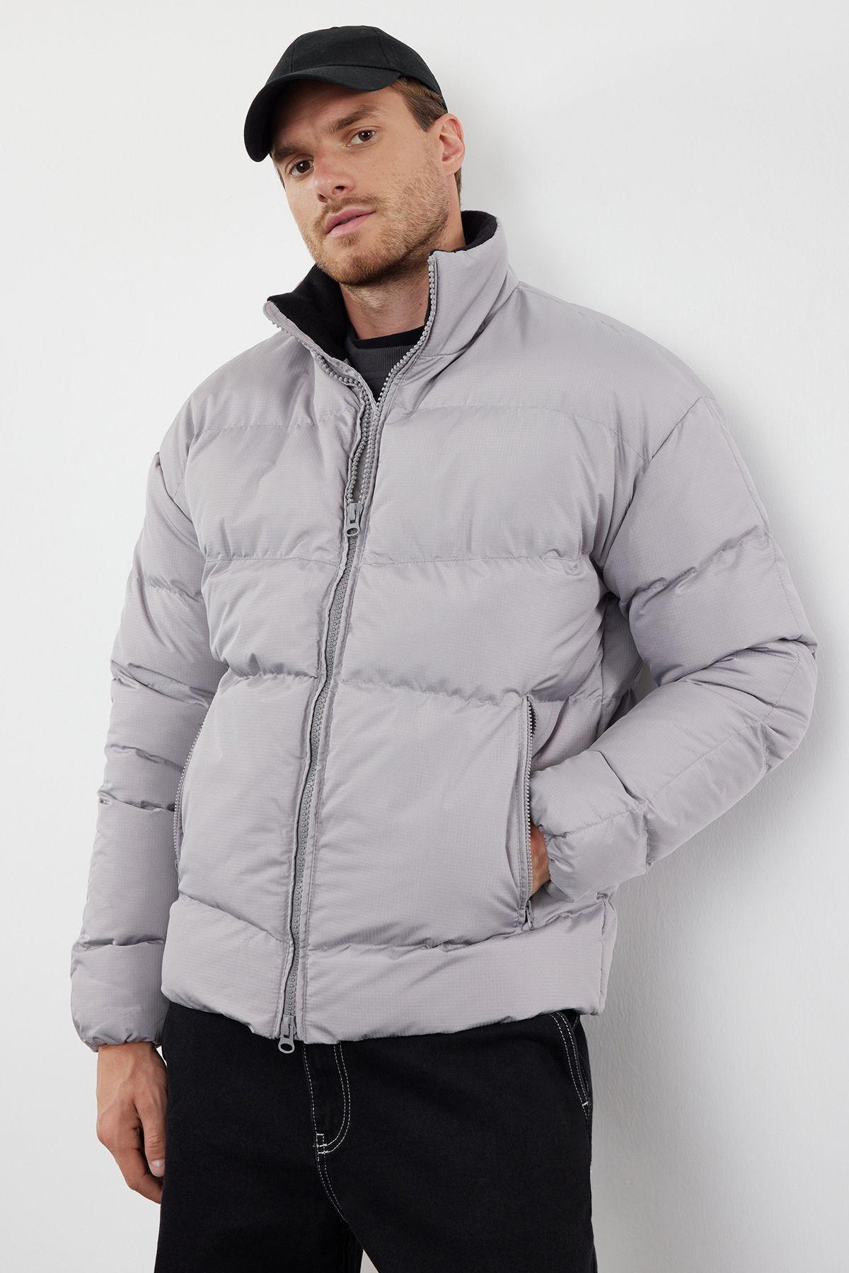 Gray Oversize Ribstop Puffer Jacket TMNAW25MO00009, Single item, , large image number 1