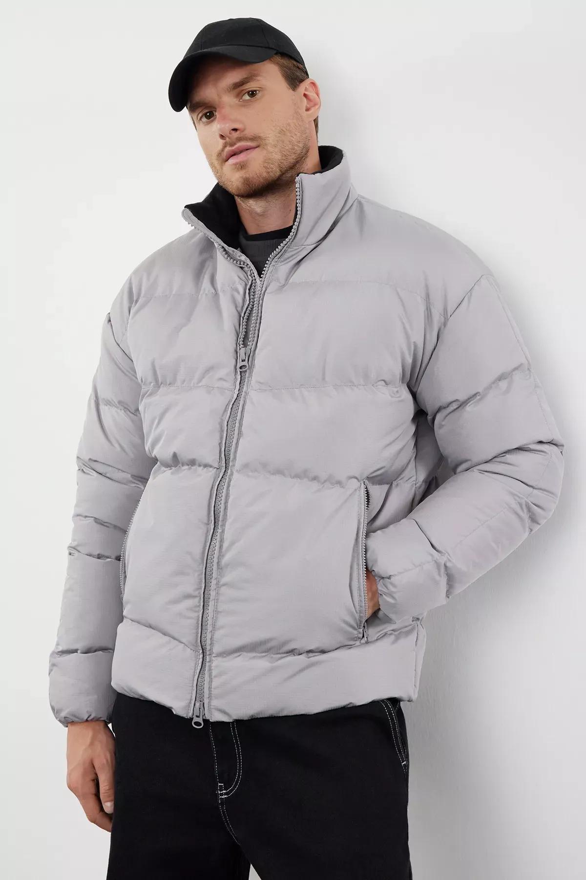 Gray Oversize Ribstop Puffer Jacket TMNAW25MO00009, Single item, Grey, large image number 3